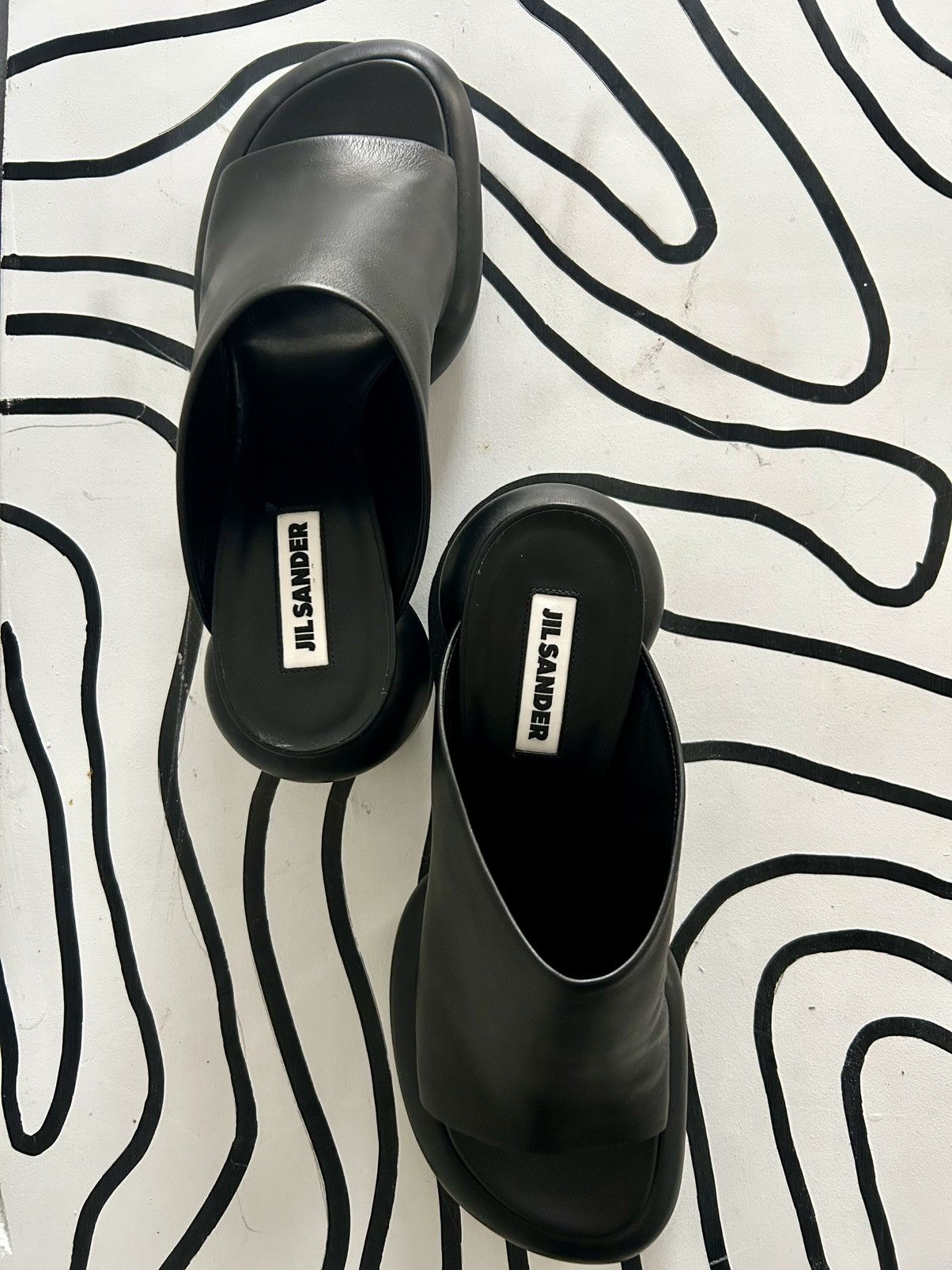 Jil Sander Jil Sander Chunky Black Leather Mules Size US 11 / IT 41 - 5 Thumbnail