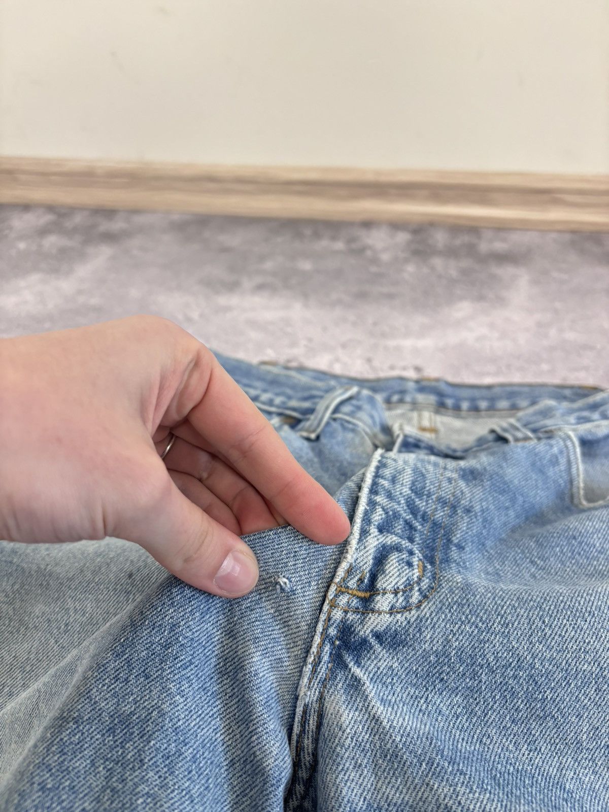 Carhartt Carhartt Men’s Denim Jeans Faded Blue Distressed Workwear Size US 34 / EU 50 - 15 Thumbnail