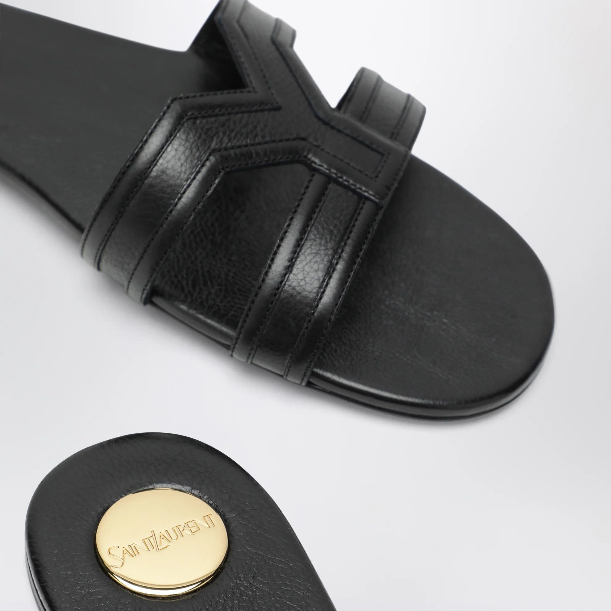 Saint Laurent Paris o1d2blof0526 Leather Sandals Flats in Black Size US 8.5 / IT 38.5 - 5 Thumbnail