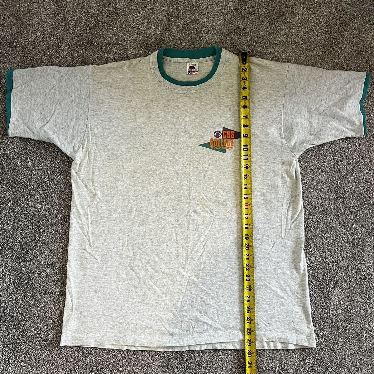 Fruit Of The Loom Vintage 90’s CBS College Tour Single Stitch T-Shirt XL Size US XL / EU 56 / 4 - 7 Thumbnail