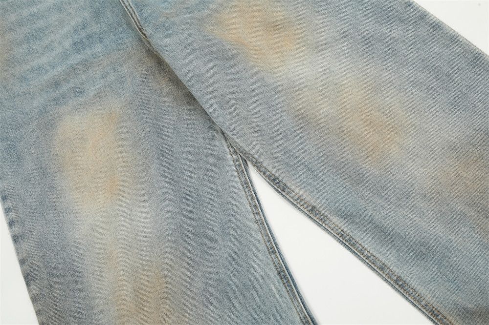 Japanese Brand × Jean Men's street punk wide leg straight distressed dirty jeans Size US 32 / EU 48 - 6 Thumbnail