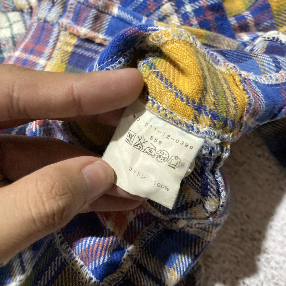 Japanese Brand 2000s Ships Patchwork Madrass Heavy Weight Button Up Shirt Size US S / EU 44-46 / 1 - 18 Thumbnail
