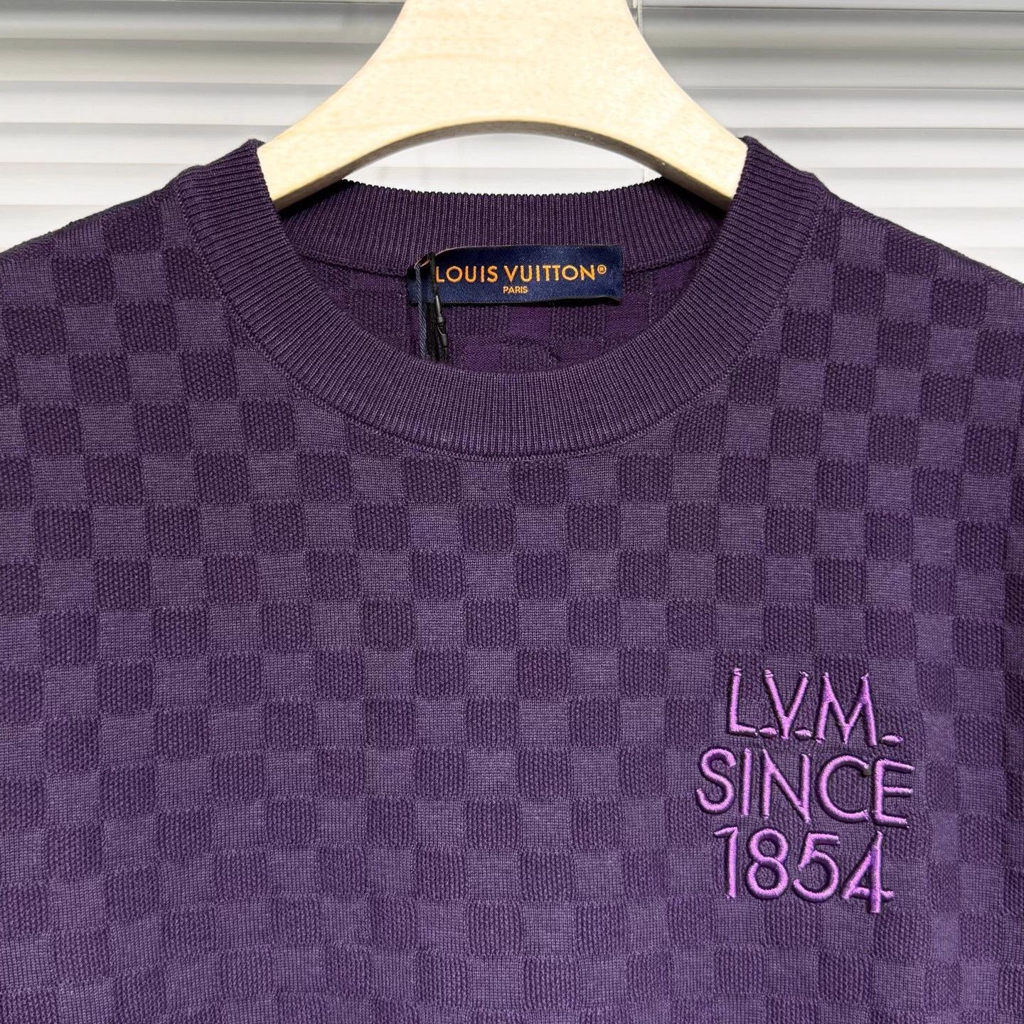 Louis Vuitton LV purple Check embroidered logo short-sleeve T XL Size US XL / EU 56 / 4 - 3 Thumbnail