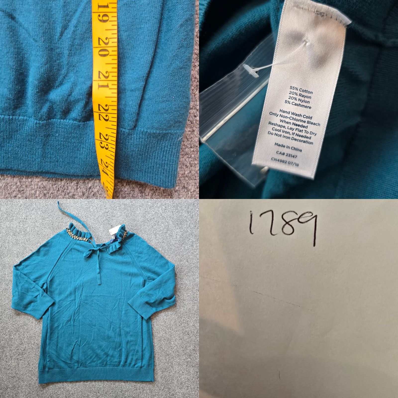 Talbots Talbots Sweater Womens 1X Green Turtleneck Rhinestone Cashmere Blend Career Shirt Size XL / US 12-14 / IT 48-50 - 8 Thumbnail