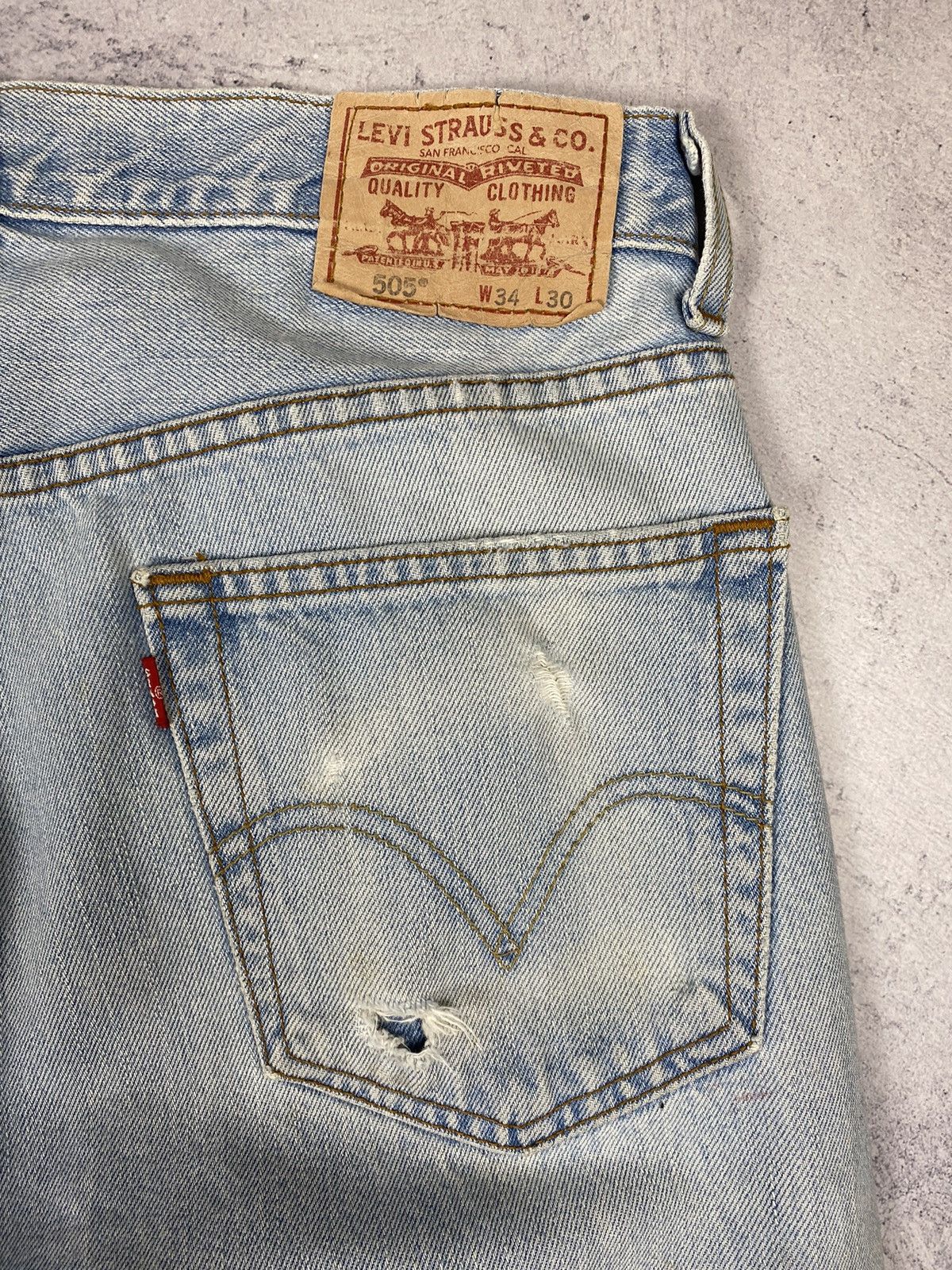 Levi's × Vintage Vintage Levis 505 Regular Fit Dissected Blue Denim Jeans Size US 34 / EU 50 - 3 Thumbnail
