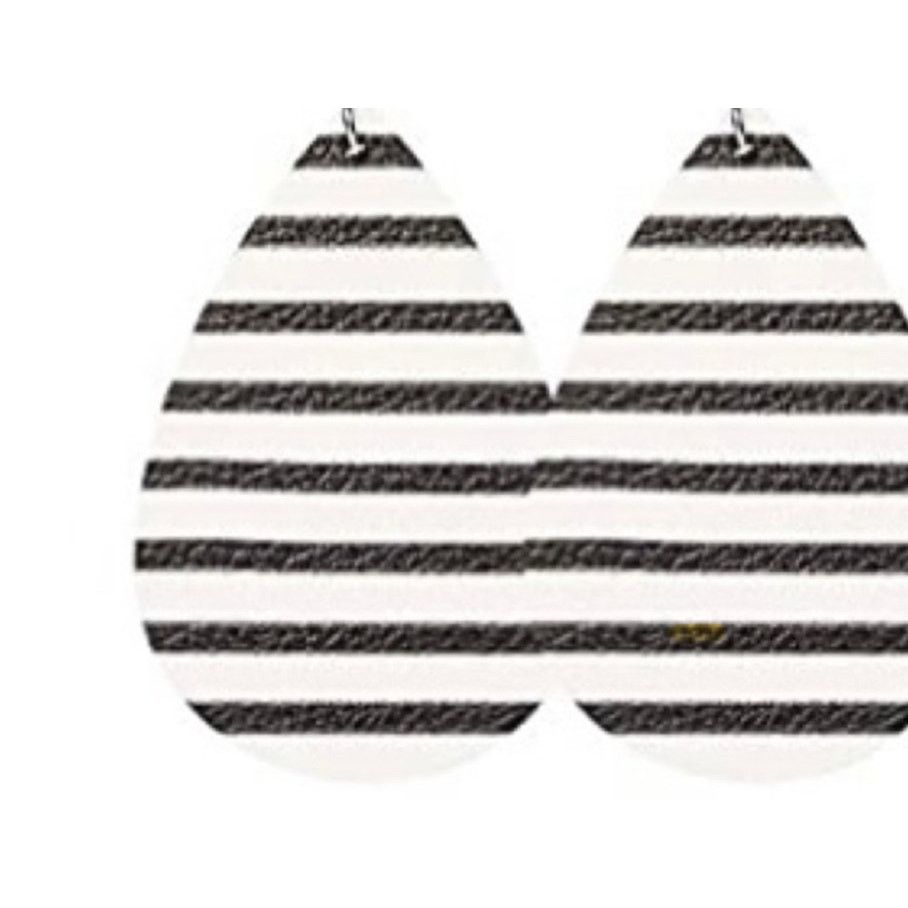 Other New Faux Leather White & Black Stripe Dangle Hook Earrings Size ONE SIZE - 3 Thumbnail