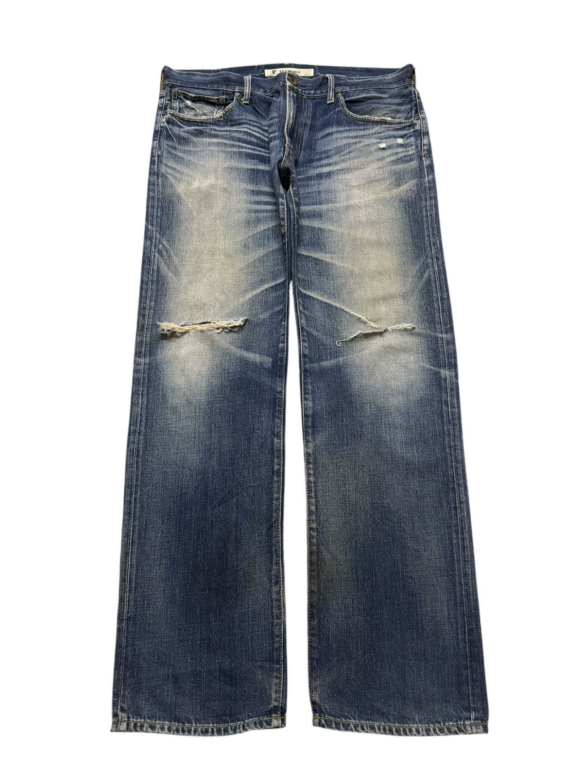 Fubu Vintage Y2K Japanese Brand Blue Faded Wash Distress Wide Leg Size US 38 / EU 54 - 1 Thumbnail
