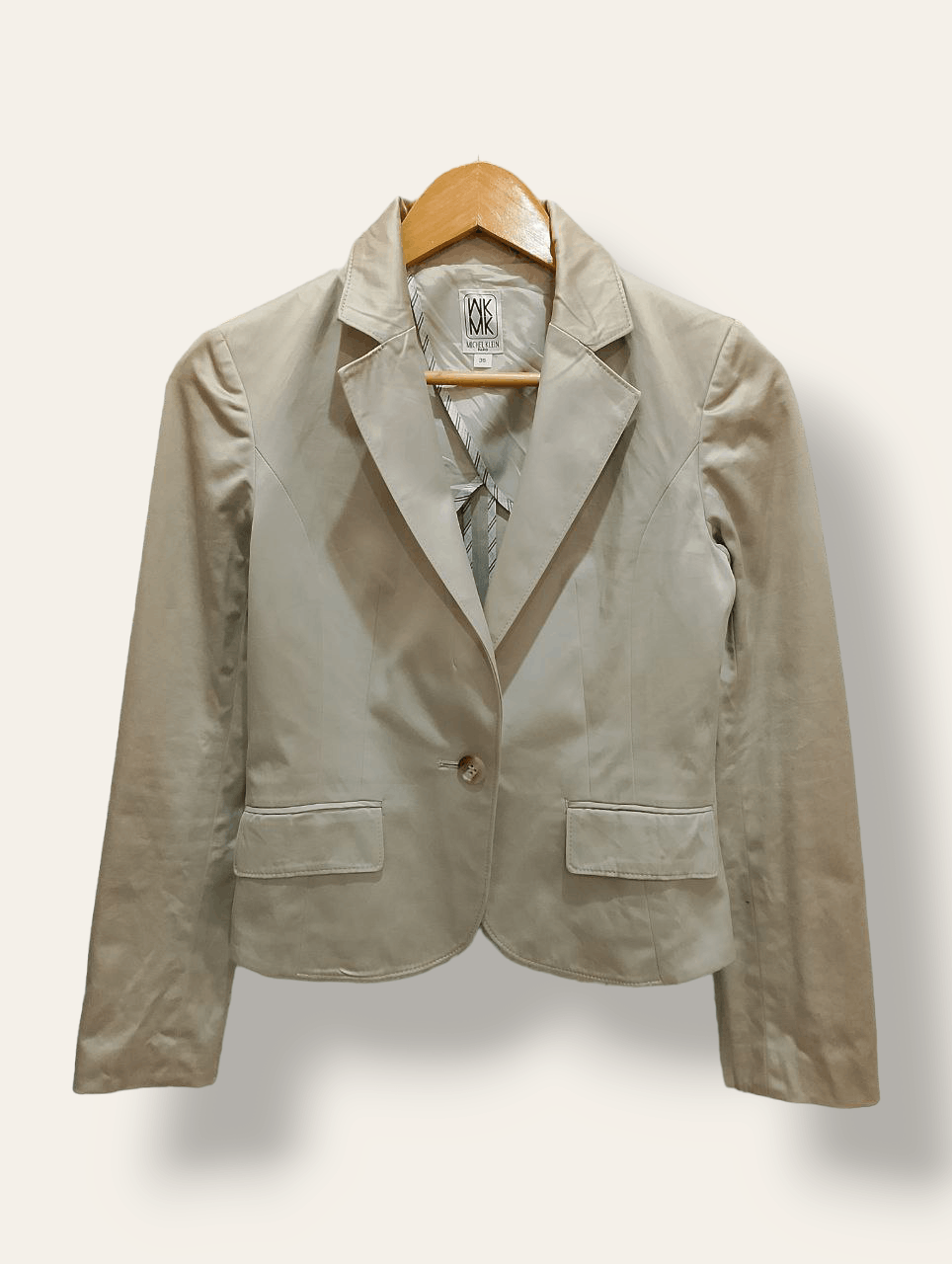 image of Archival Clothing Mk Michel Klein Paris Single Breast Casual Suit Coat Blazer in Cream, Women's (Si