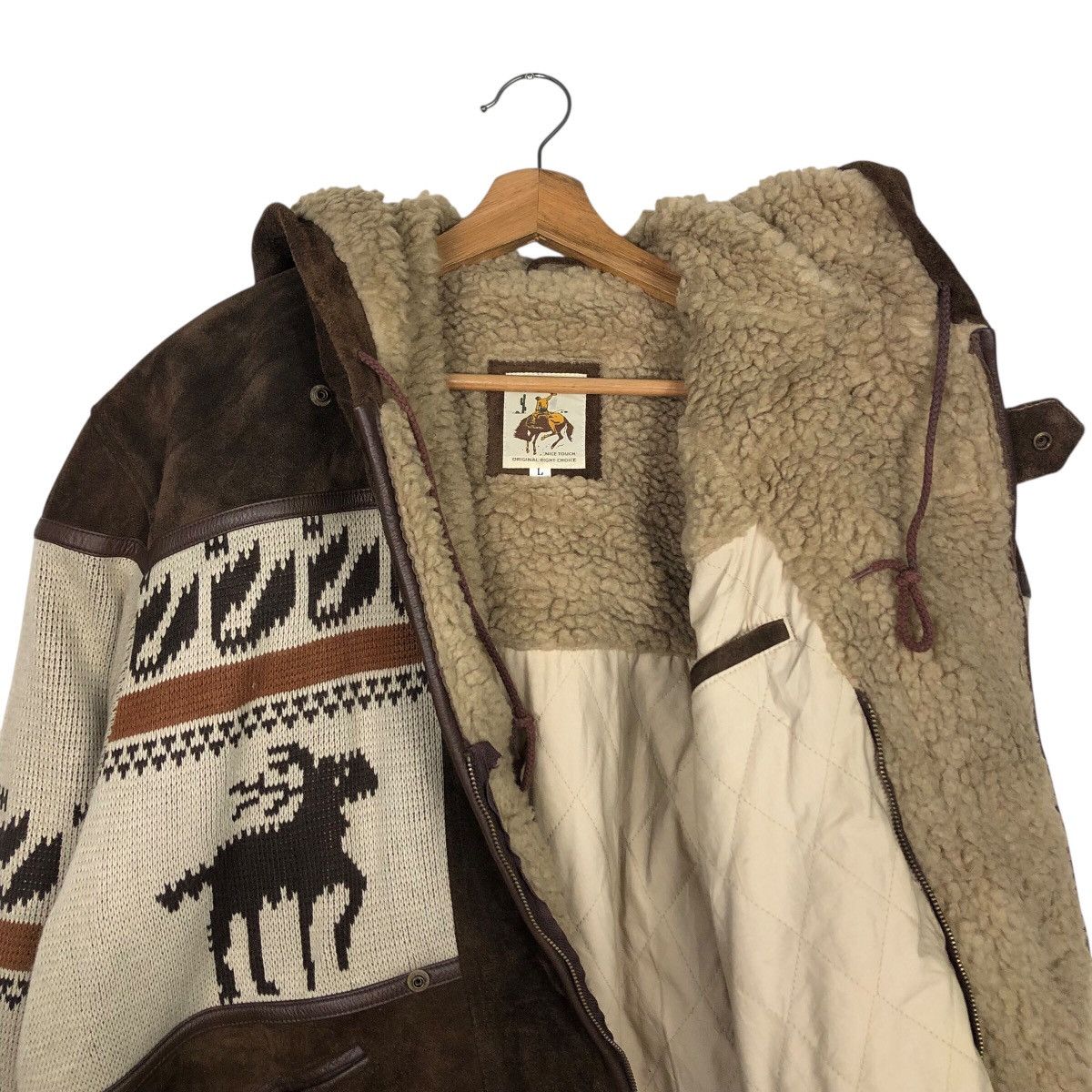 Japanese Brand Vtg ALLIX Cowboy Fleece-Lined Jacket Heavy Suede Paneling Size US L / EU 52-54 / 3 - 14 Thumbnail