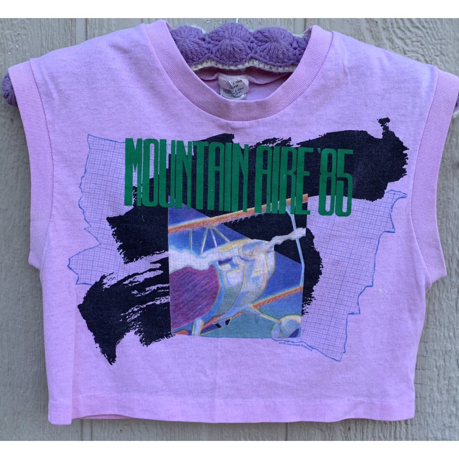 Vintage VINTAGE Mountain Aire ‘85 Crop Top Muscle Tee M Pink 1980s Rock N Gear Productions T-Shirt Womens Size M / US 6-8 / IT 42-44 - 3 Thumbnail