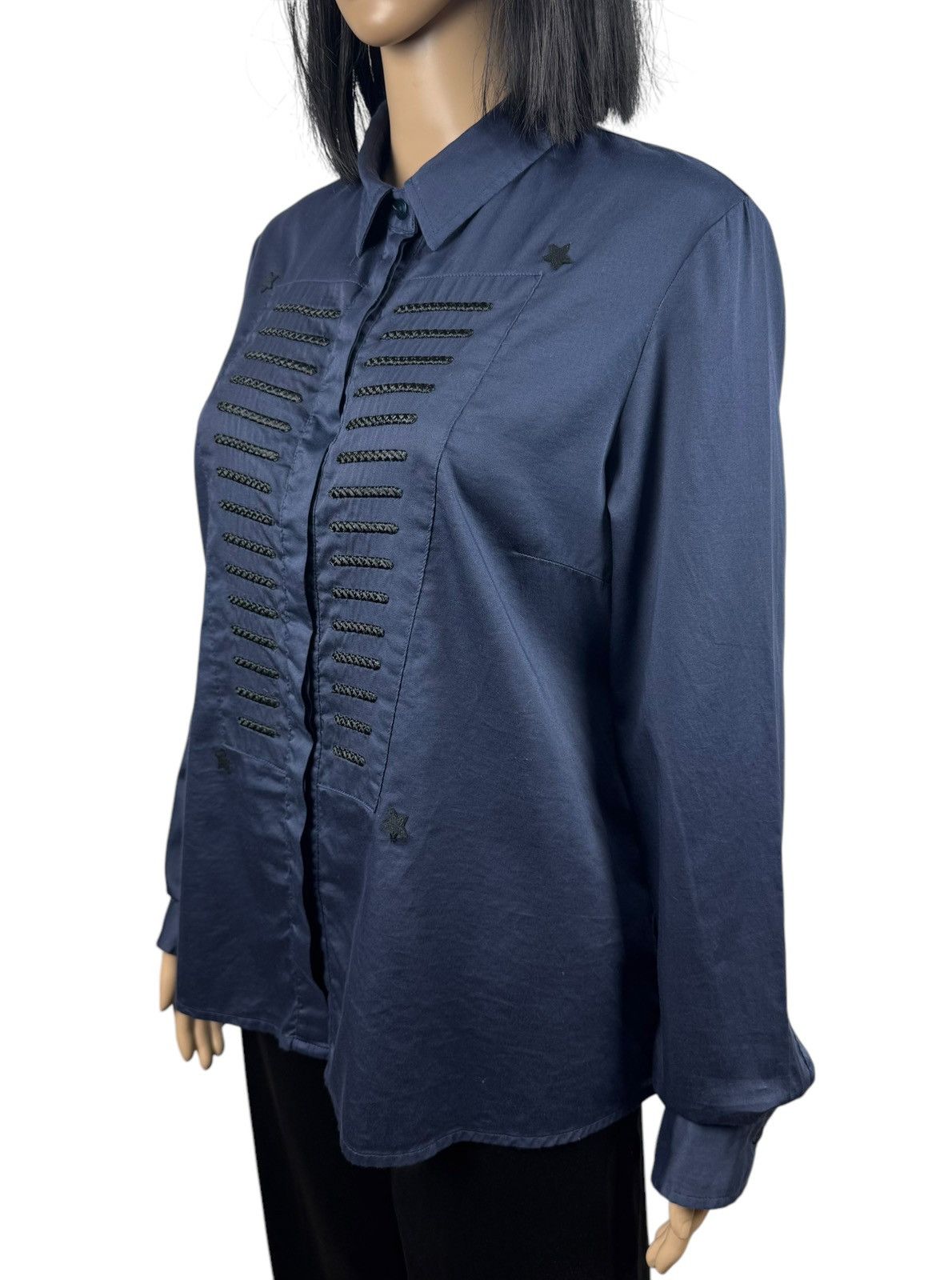 Designer Javier Simorra Shirt Blouse Cotton Button Up Embroidered Size L / US 10 / IT 46 - 6 Thumbnail