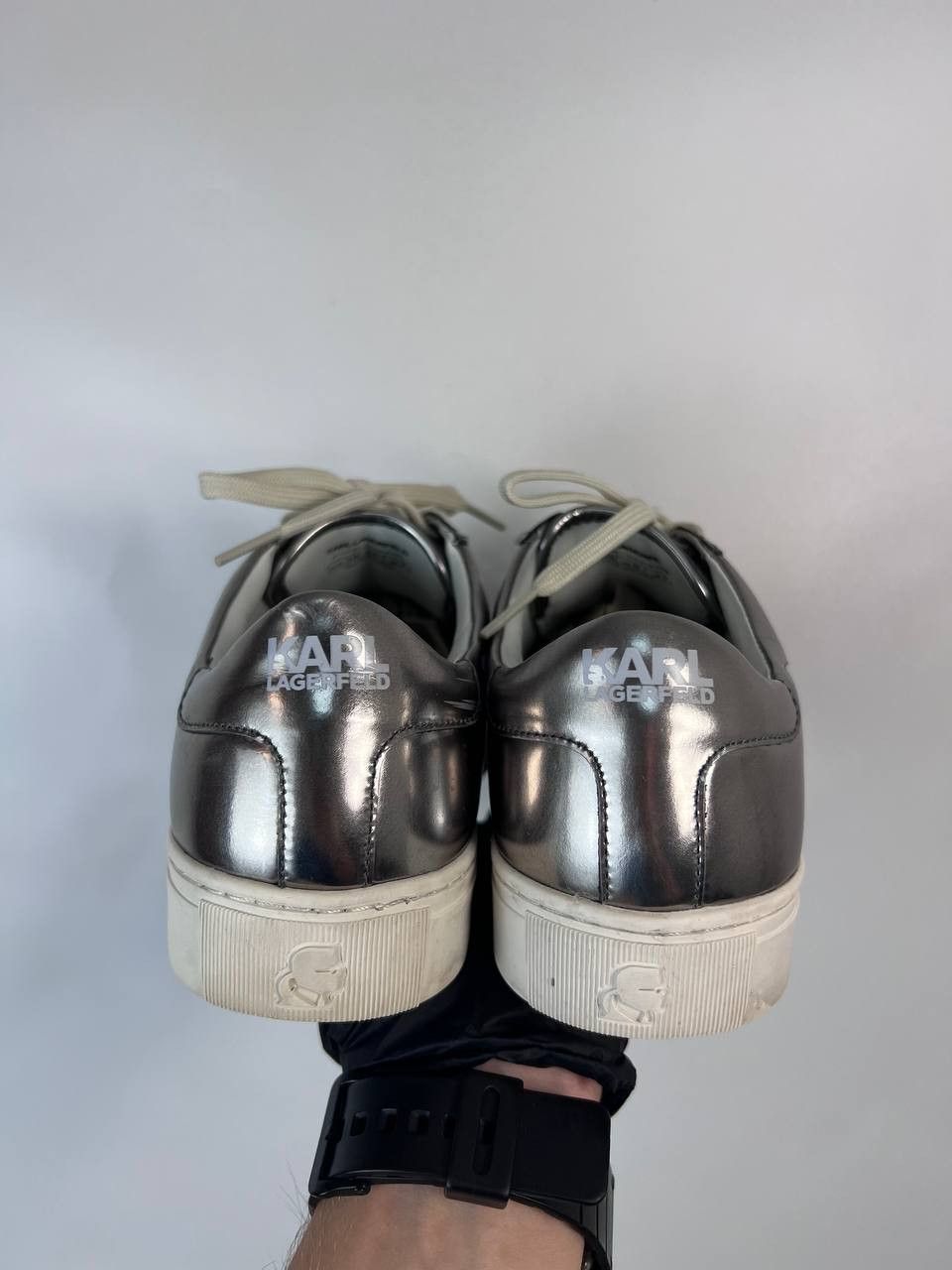 Karl Lagerfeld KARL LAGERFELD SNEAKERS METALLIC SILVER LOGO WOMENS SIZE 38 Size US 7 / IT 37 - 6 Thumbnail