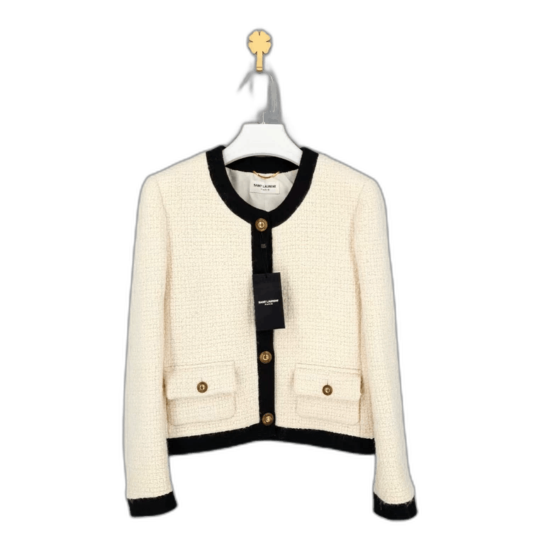 Saint Laurent Paris Saint Laurent Ivory Tweed Jacket with Tags Size M / US 6-8 / IT 42-44 - 1 Thumbnail