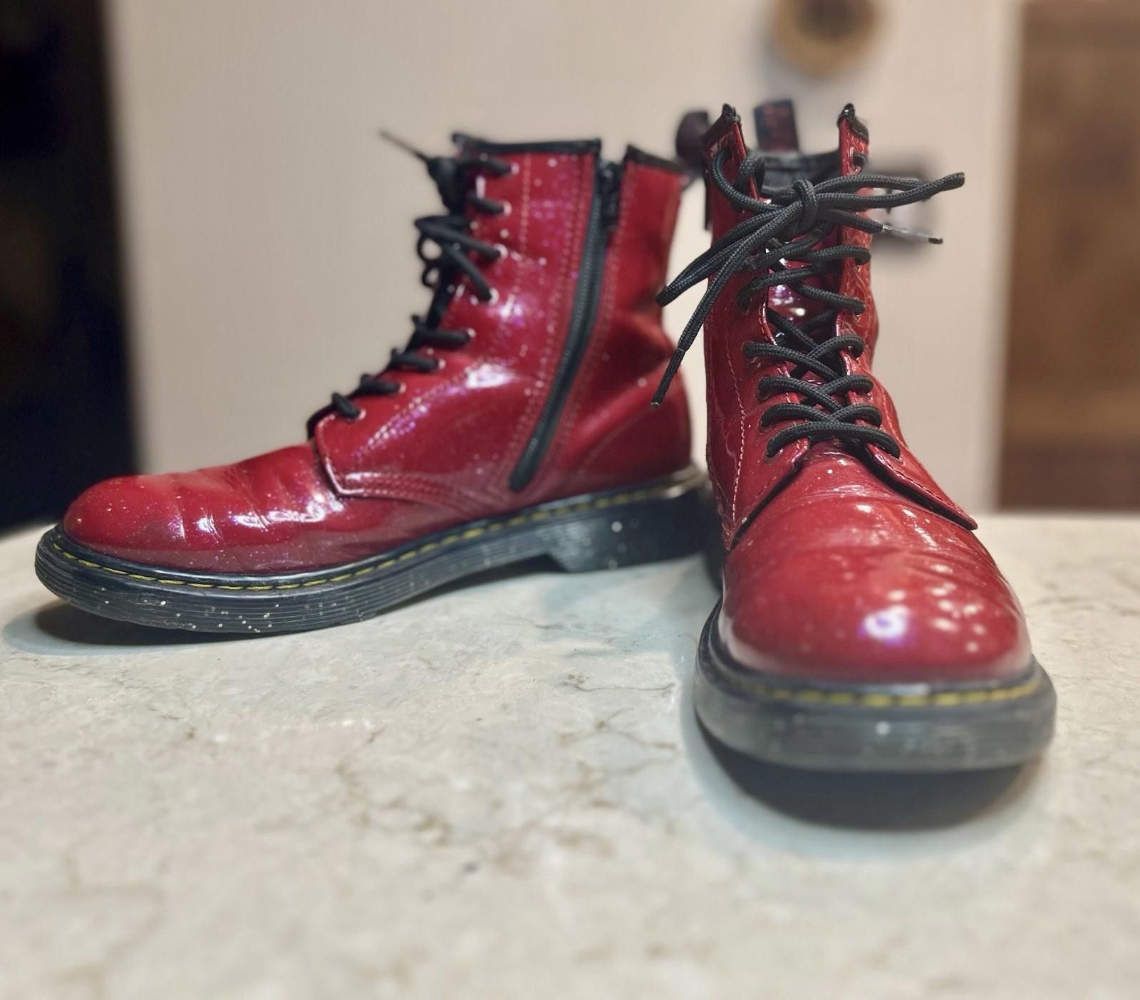 Martens 1460 Pascal Glitter Boots Red Women's US