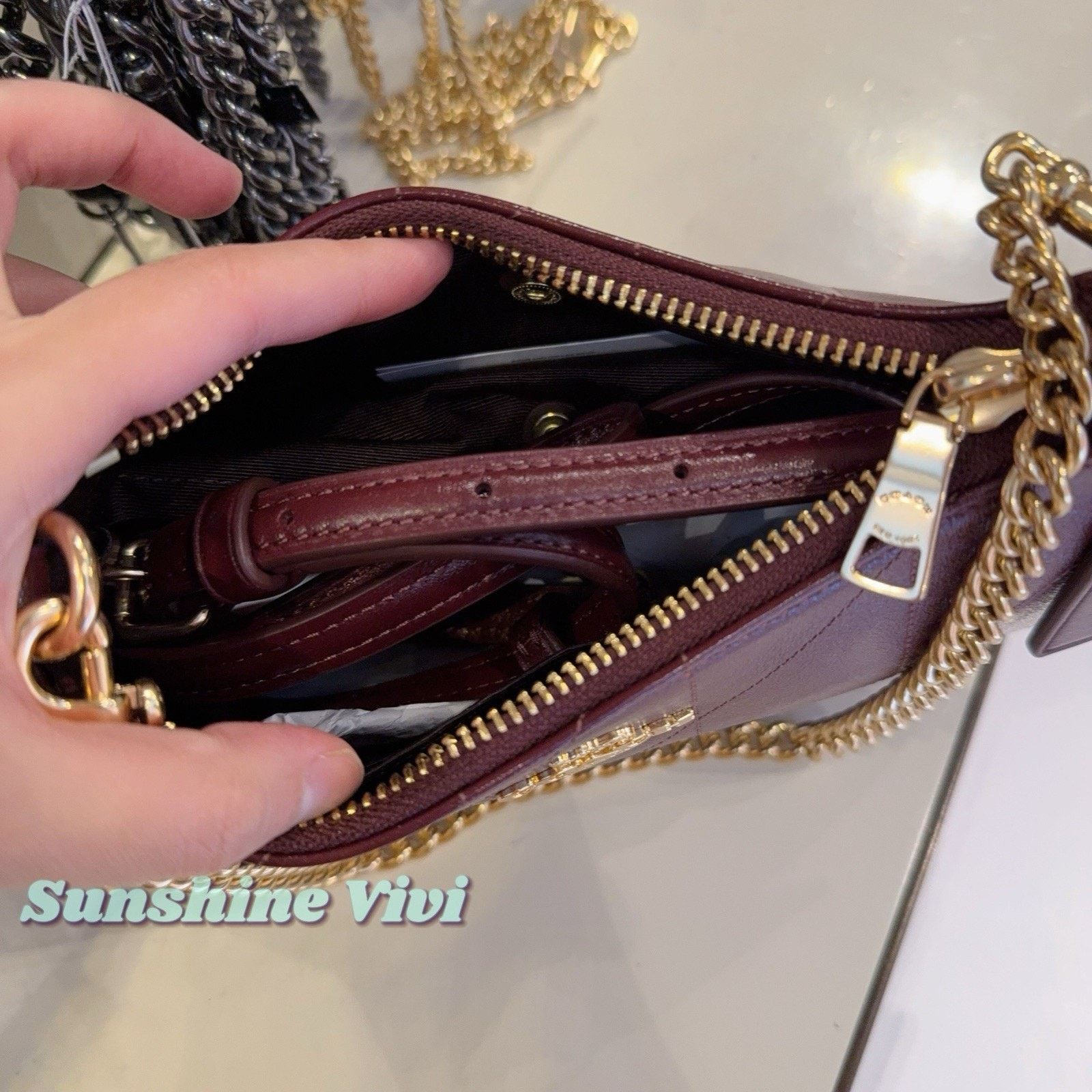 Coach NWT Coach Teri Mini Crossbody Bag Quilting CDP30 Dark Wine Size ONE SIZE - 4 Thumbnail