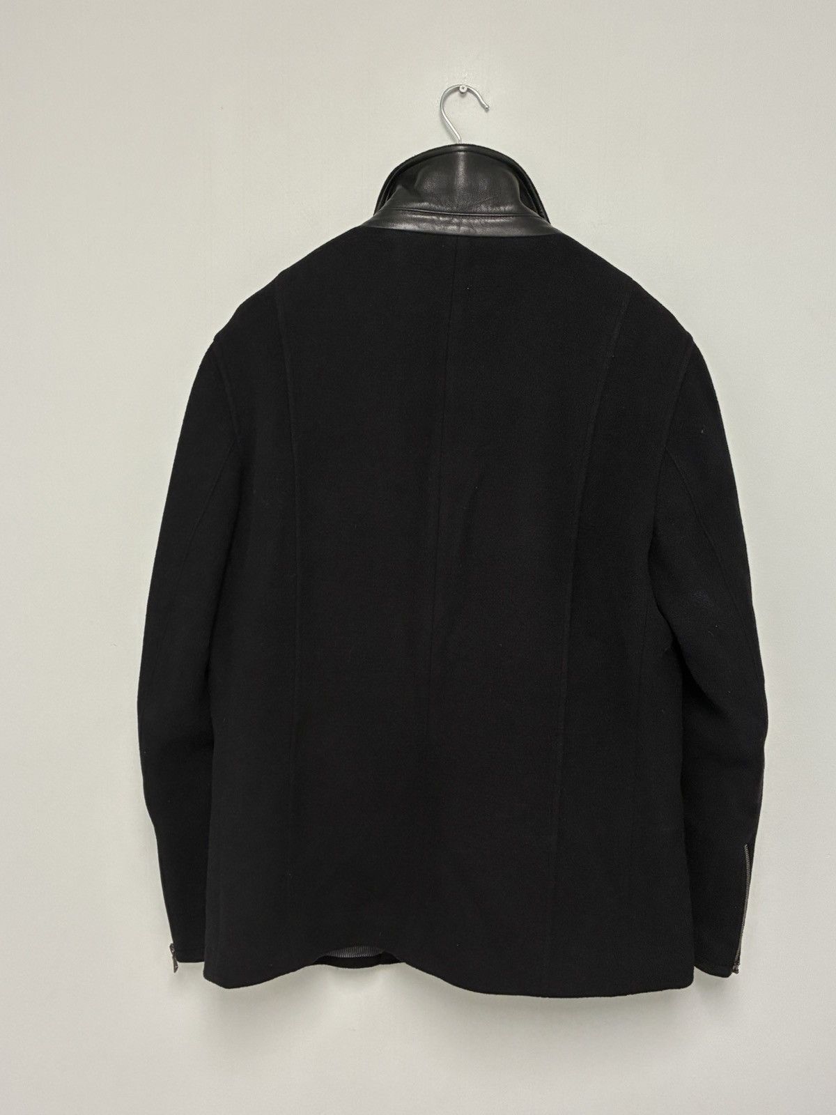John Varvatos Black leather collar peacoat jacket EU 52 USA 42 Size US L / EU 52-54 / 3 - 9 Thumbnail
