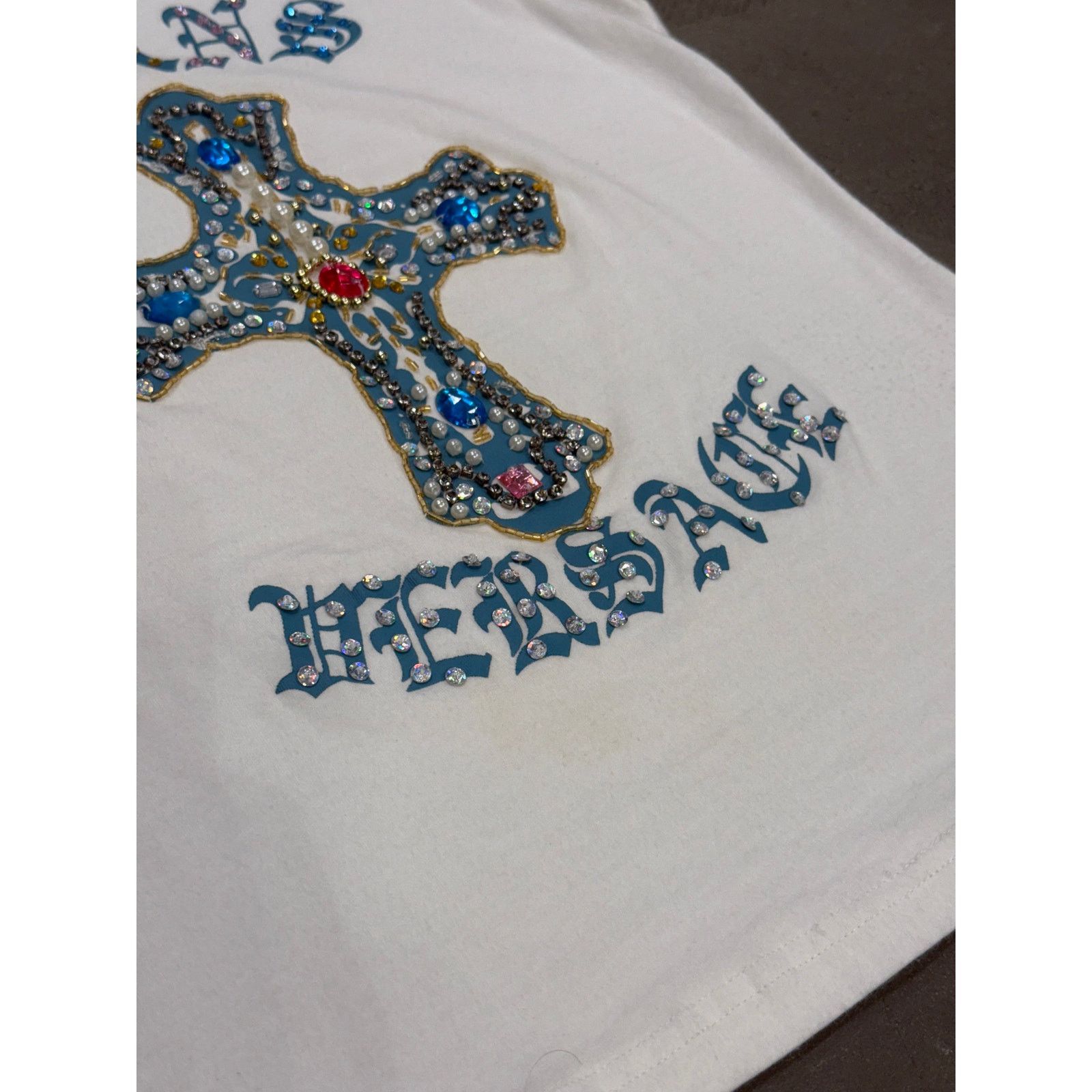 Versace 2000s Versace embellished stones cross tank top Size L / US 10 / IT 46 - 7 Thumbnail
