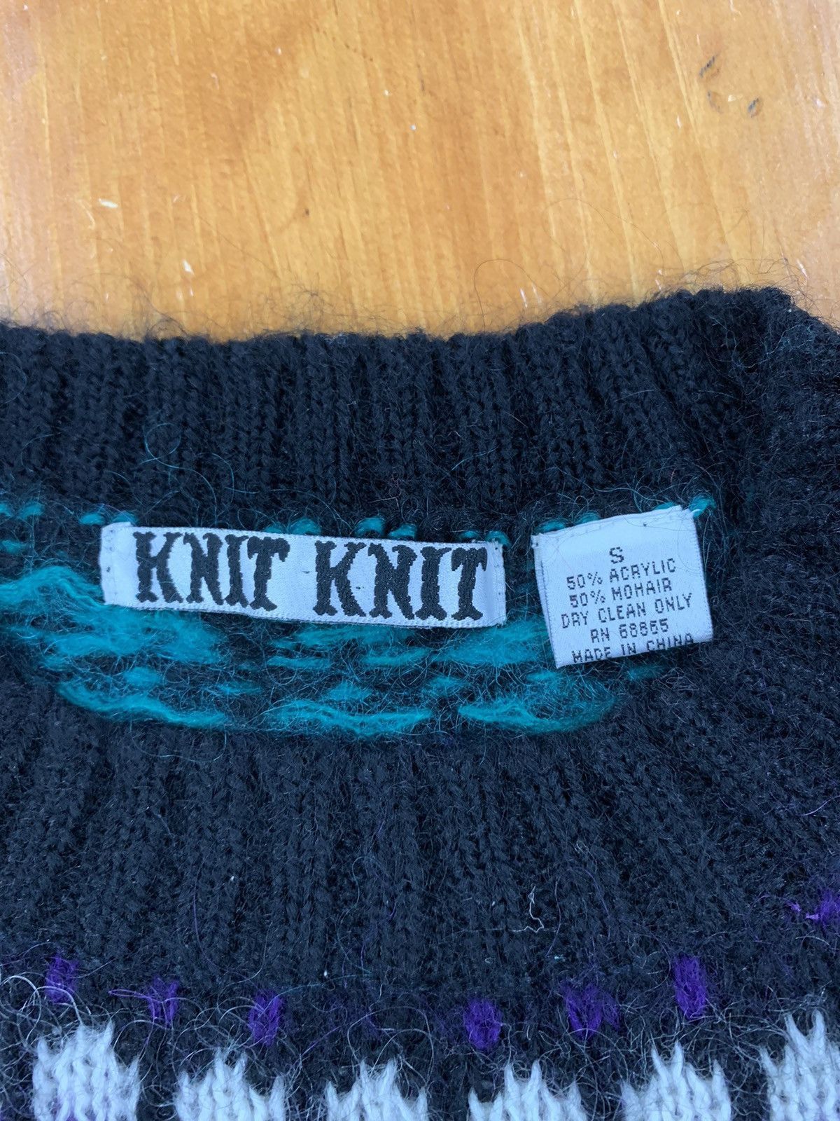 Vintage Vintage Crewneck Purple Teal Mohair Knit Sweater Size US S / EU 44-46 / 1 - 1 Thumbnail