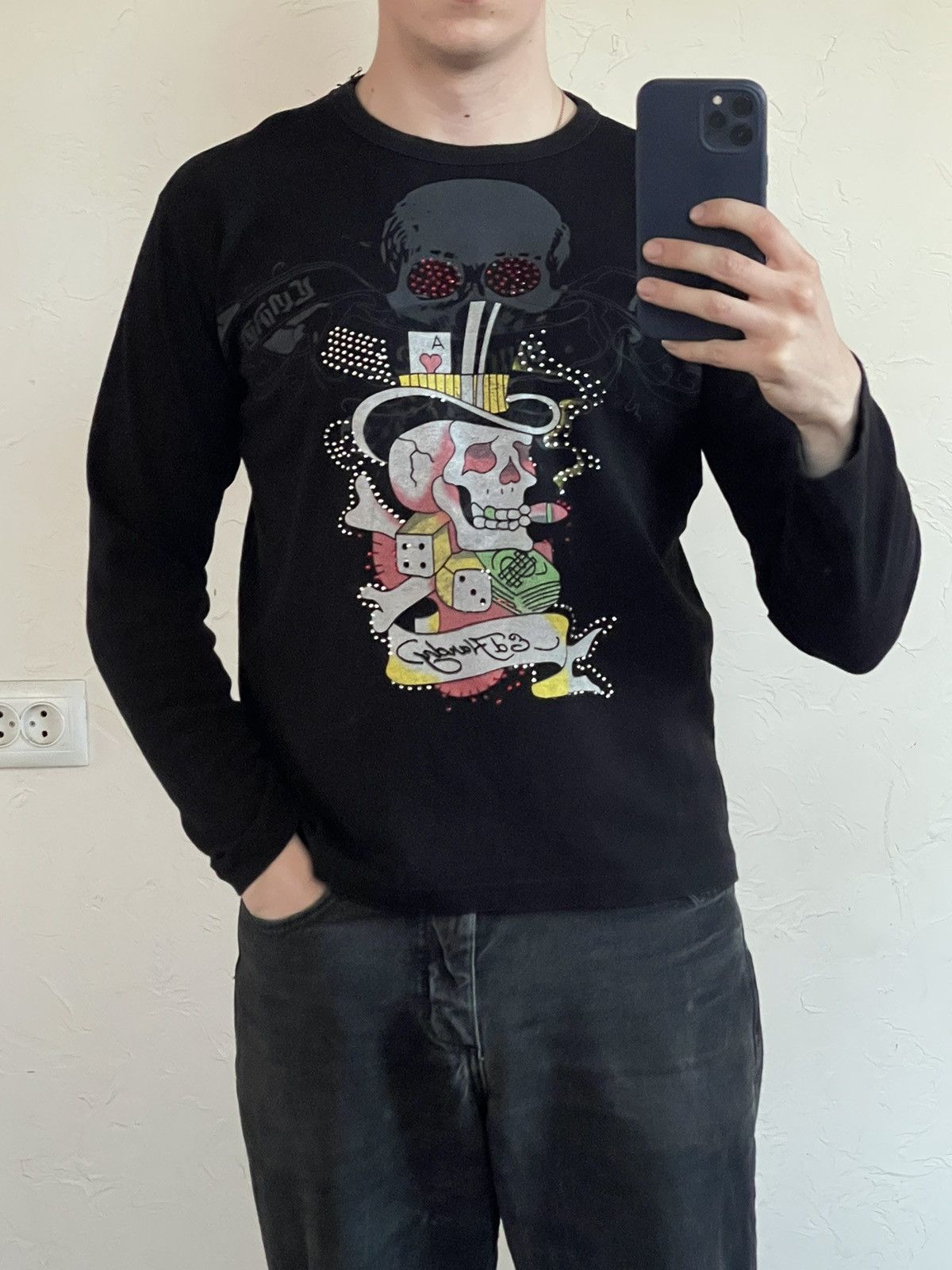 Affliction Ed Hardy Big Print Rhinestones Y2k Street Style Long Sleeve Size US M / EU 48-50 / 2 - 3 Thumbnail