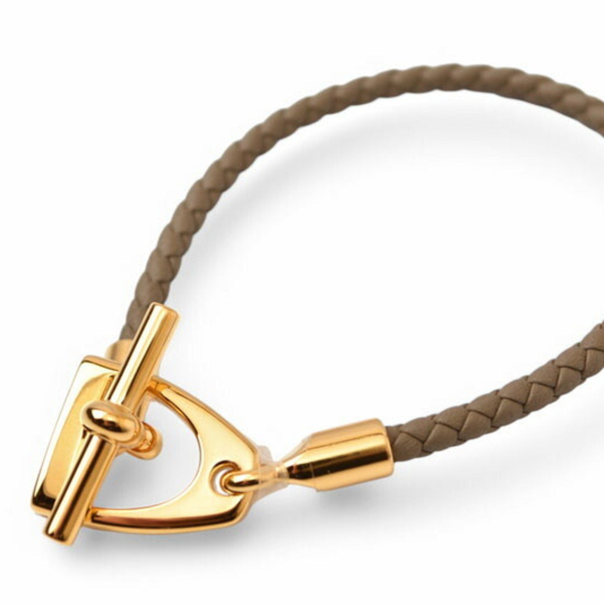 Hermes Hermes Bangle HERMES Grennan Leather Etoupe/Gold T2 Unused Size ONE SIZE - 1 Thumbnail