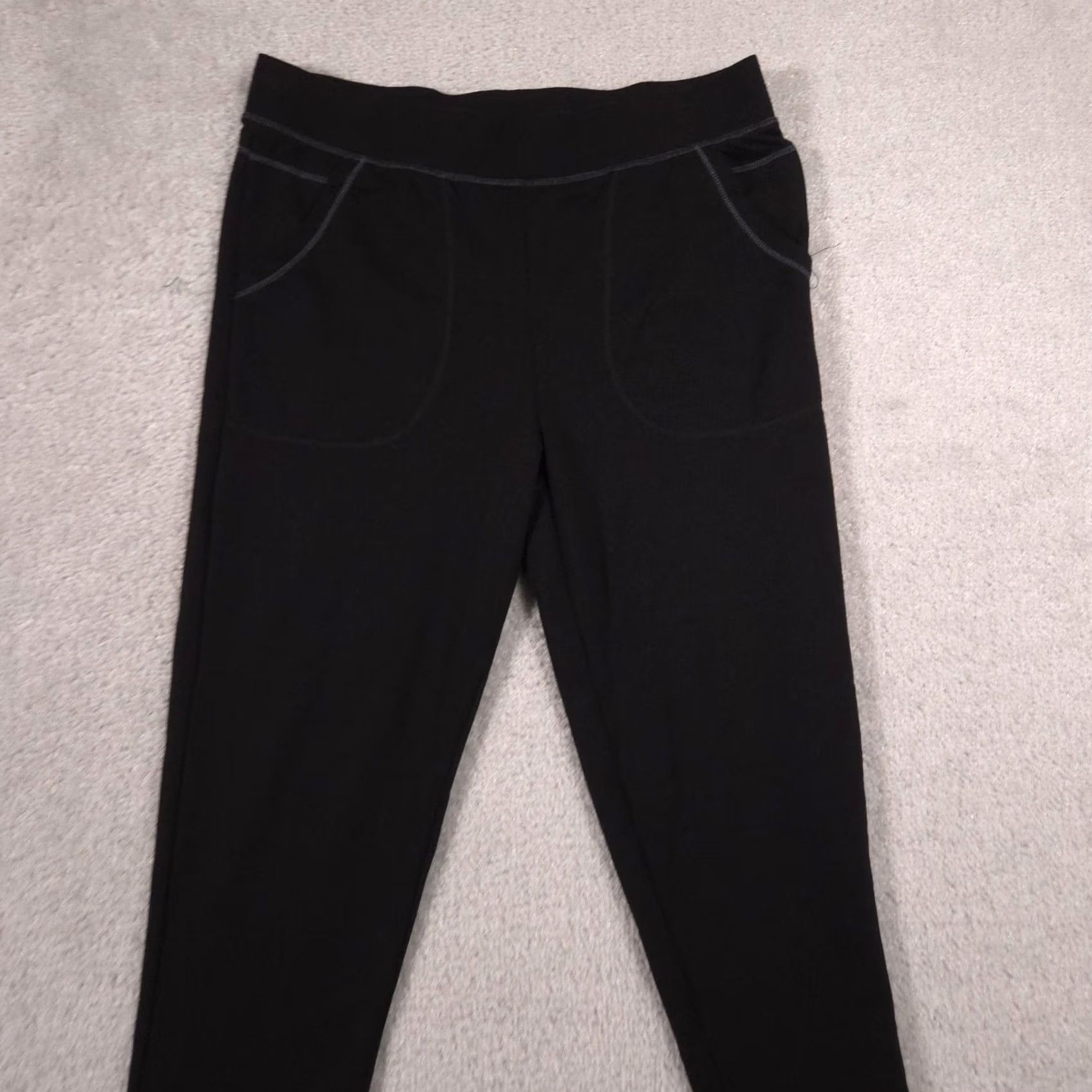 Vintage ClimateRight by Cuddl Duds Leggings Womens Small Black Mid Rise Ankle Pockets Size 28" / US 6 / IT 42 - 2 Thumbnail