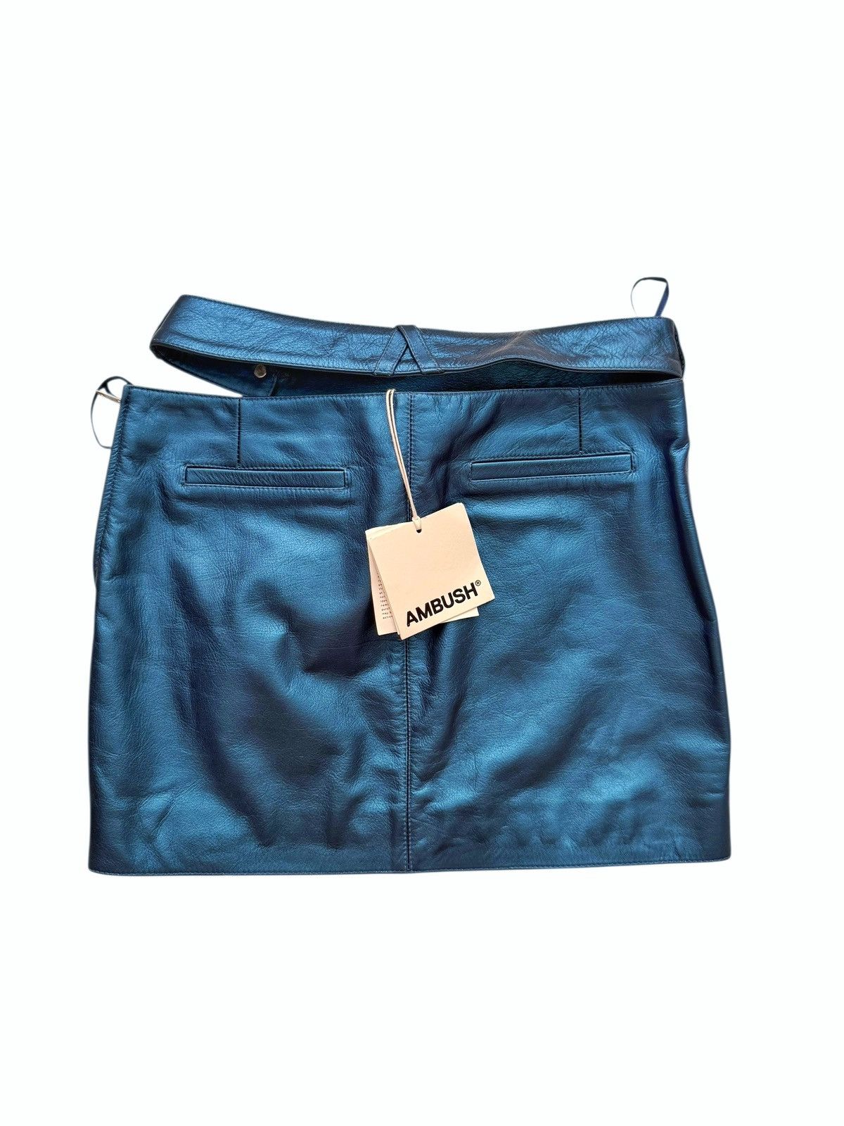 Ambush Design $3,800 Separate Belt Leather Metallic Blue Skirt Size 26" / US 2 / IT 38 - 2 Thumbnail