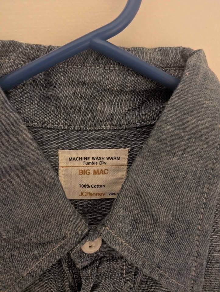 JCPenney 70s Vintage Painted Big Mac Work shirt Chambray Size US M / EU 48-50 / 2 - 4 Thumbnail