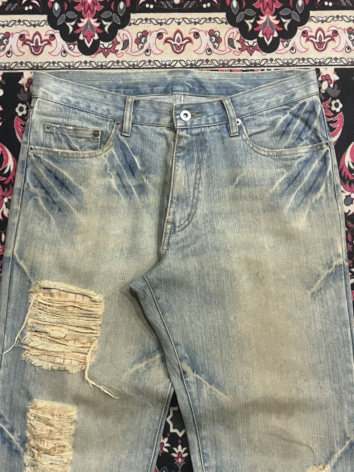 Japanese Brand Japanese Brand Blue Faded Whisker Washed Distressed Jeans Size US 32 / EU 48 - 4 Thumbnail