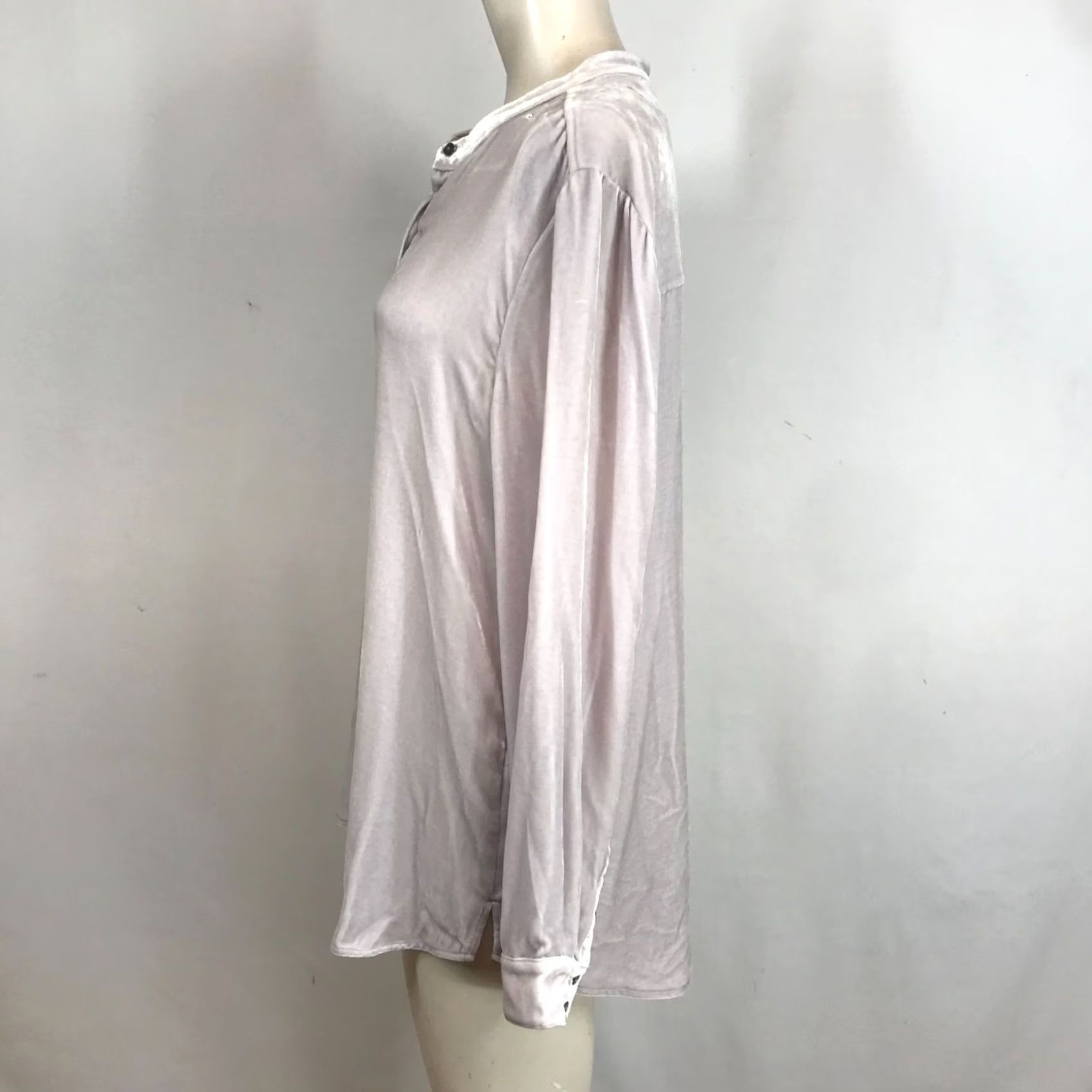 Eileen Fisher Eileen Fisher Womens Medium Velour Lavender Long Sleeve Button Up Blouse Size M / US 6-8 / IT 42-44 - 6 Thumbnail