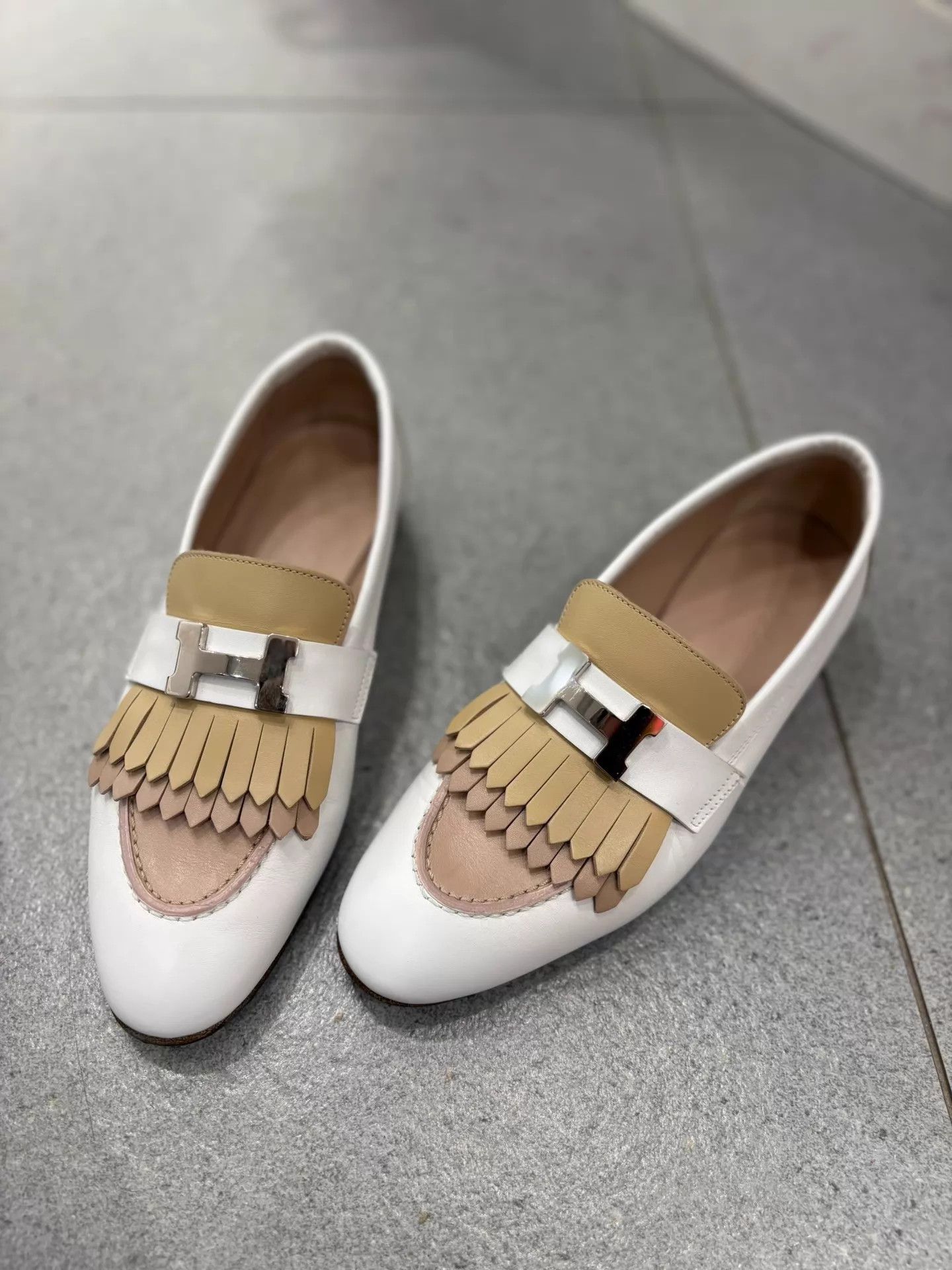 Hermes Hermes Tassel Loafer Taupe & White Size 36 99 New Size US 5.5 / IT 35.5 - 1 Thumbnail