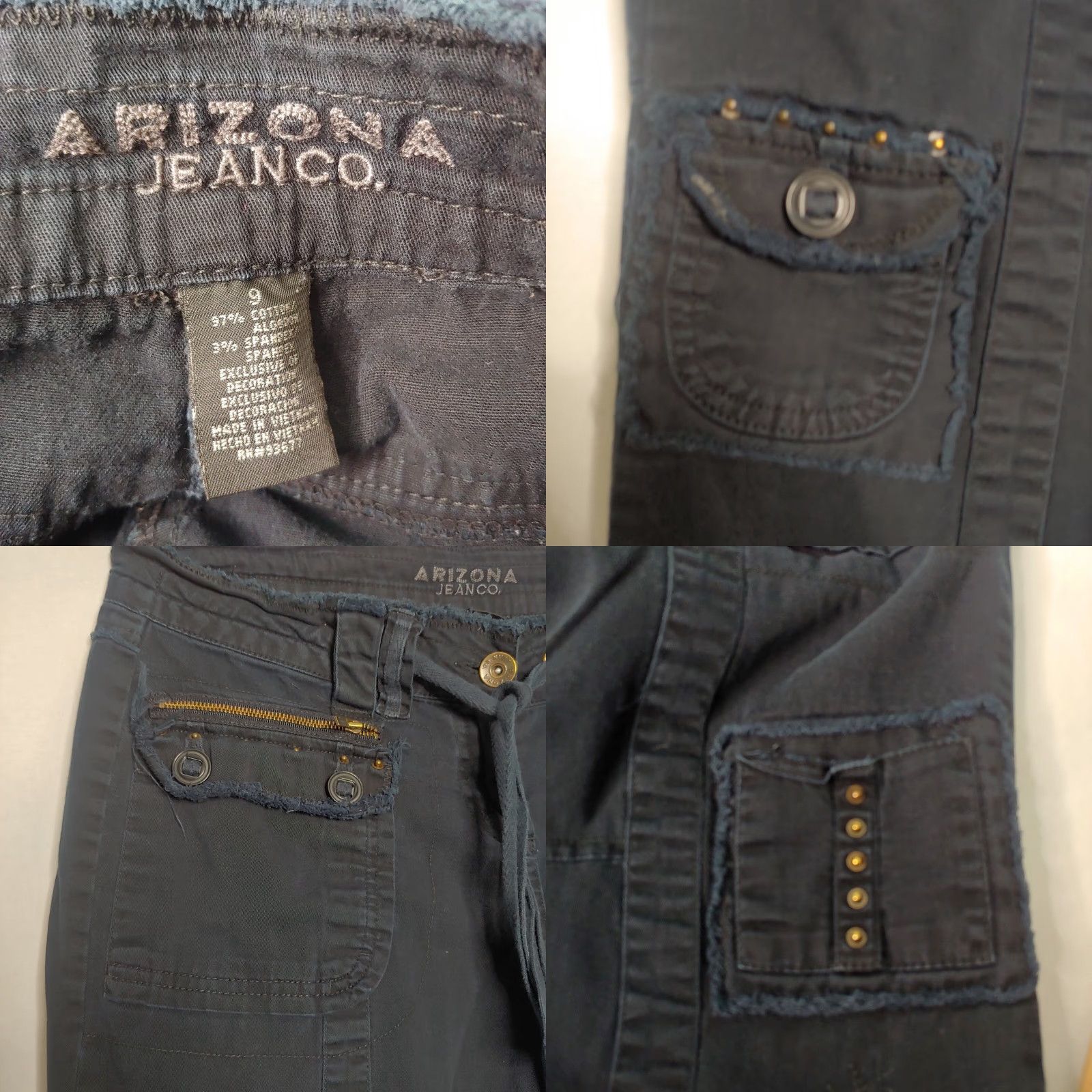 Vintage VINTAGE Arizona Jean Co Women’s Canvas Cargo Pants Y2K Distressed Blue Size 9 Size 35" - 8 Thumbnail