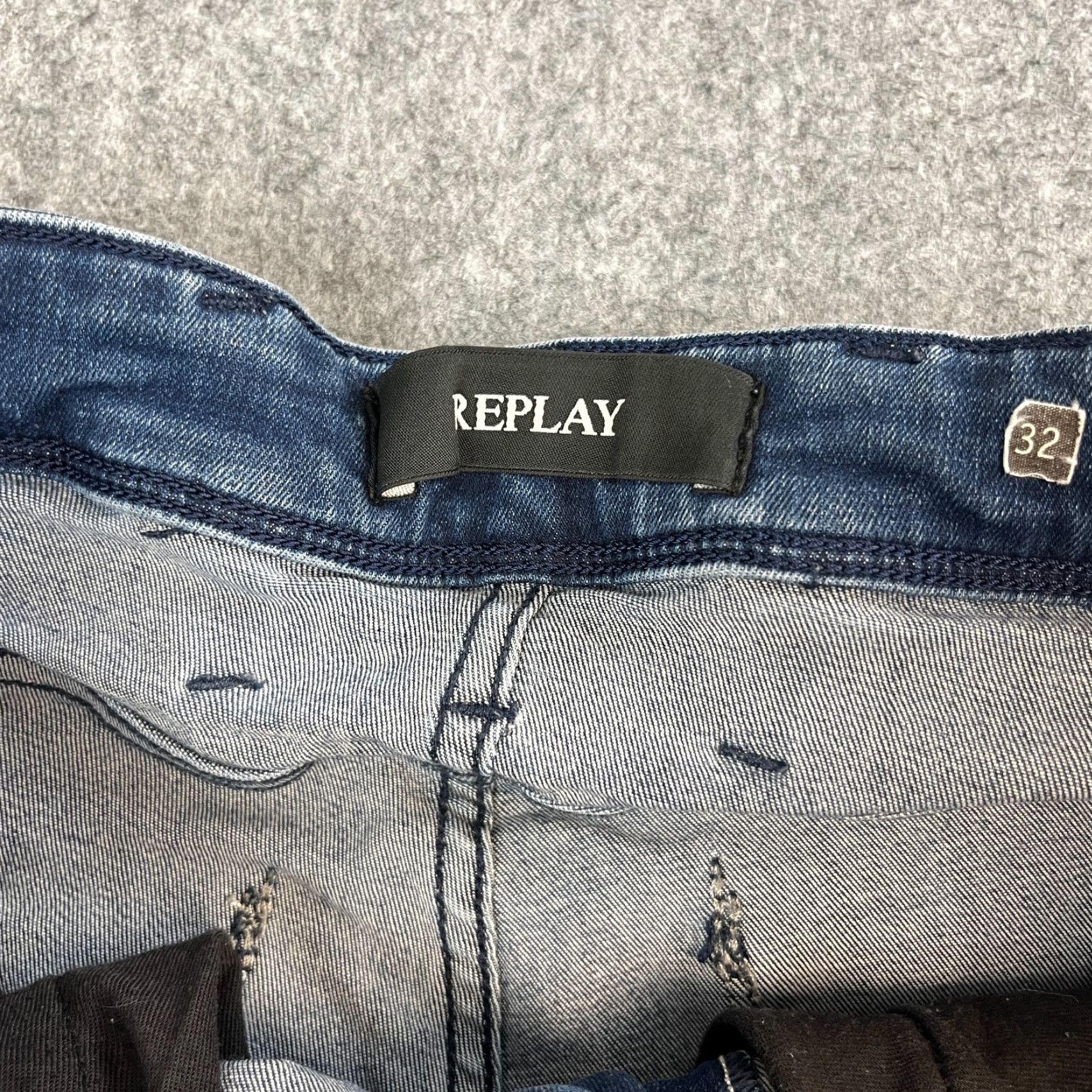 Replay Replay Anbass Mens Jeans Slim Skinny 32 Dark Wash Blue Stretch Denim 5-Pocket Brand: Replay Anbass Slim Fit Jeans Mens 32 in Blue Dark Wash Size US 32 / EU 48 - 7 Thumbnail