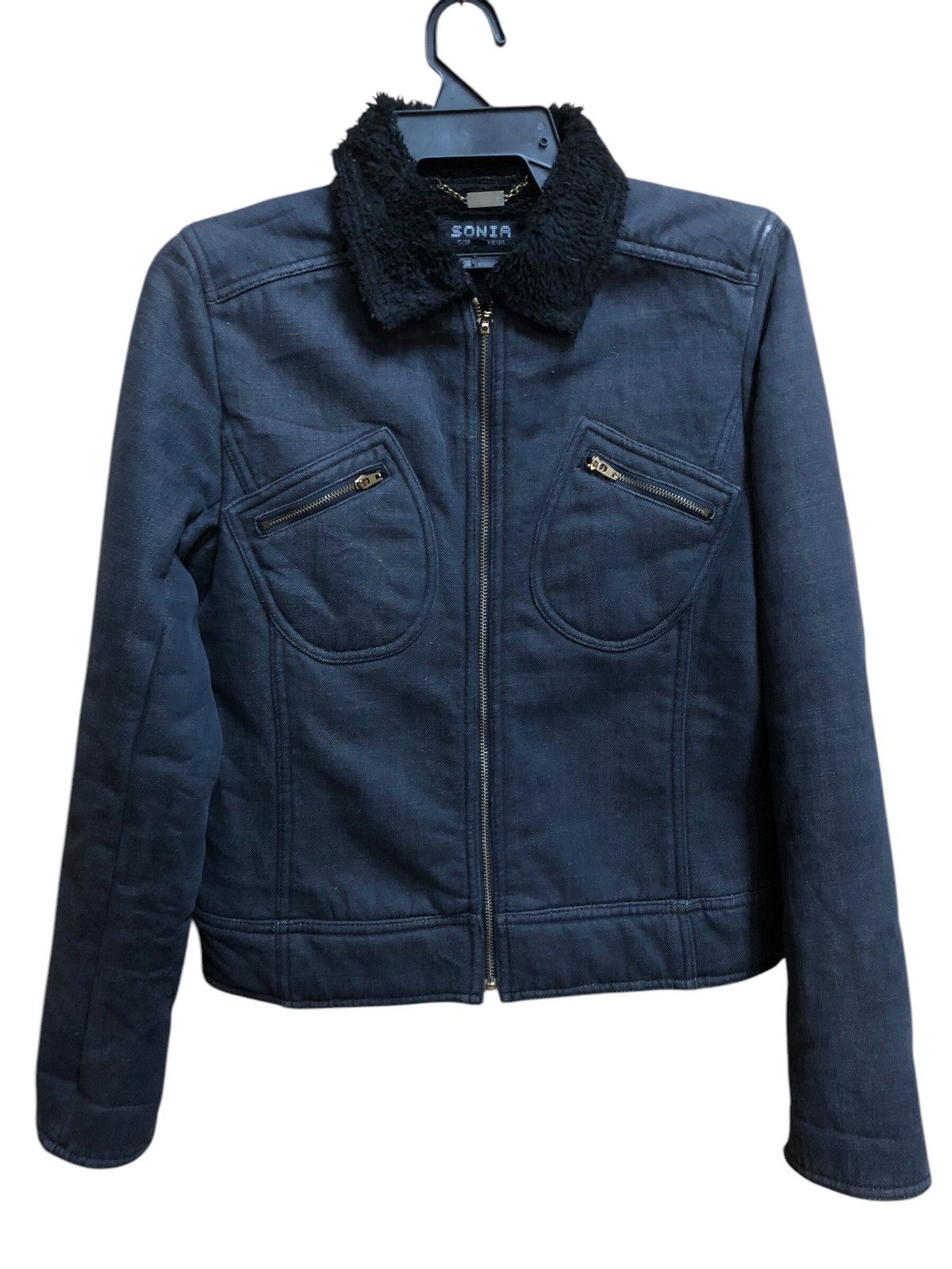 Sonia Rykiel Sonia Rykiel Denim Fleece Lining Warm Biker Jacket Size S / US 4 / IT 40 - 1 Thumbnail