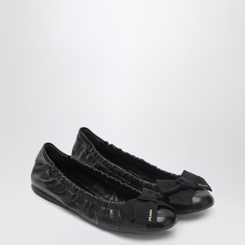 Prada Prada Black Patent Leather Ballet Flats With Bow Size US 8 / IT 38 - 1 Thumbnail