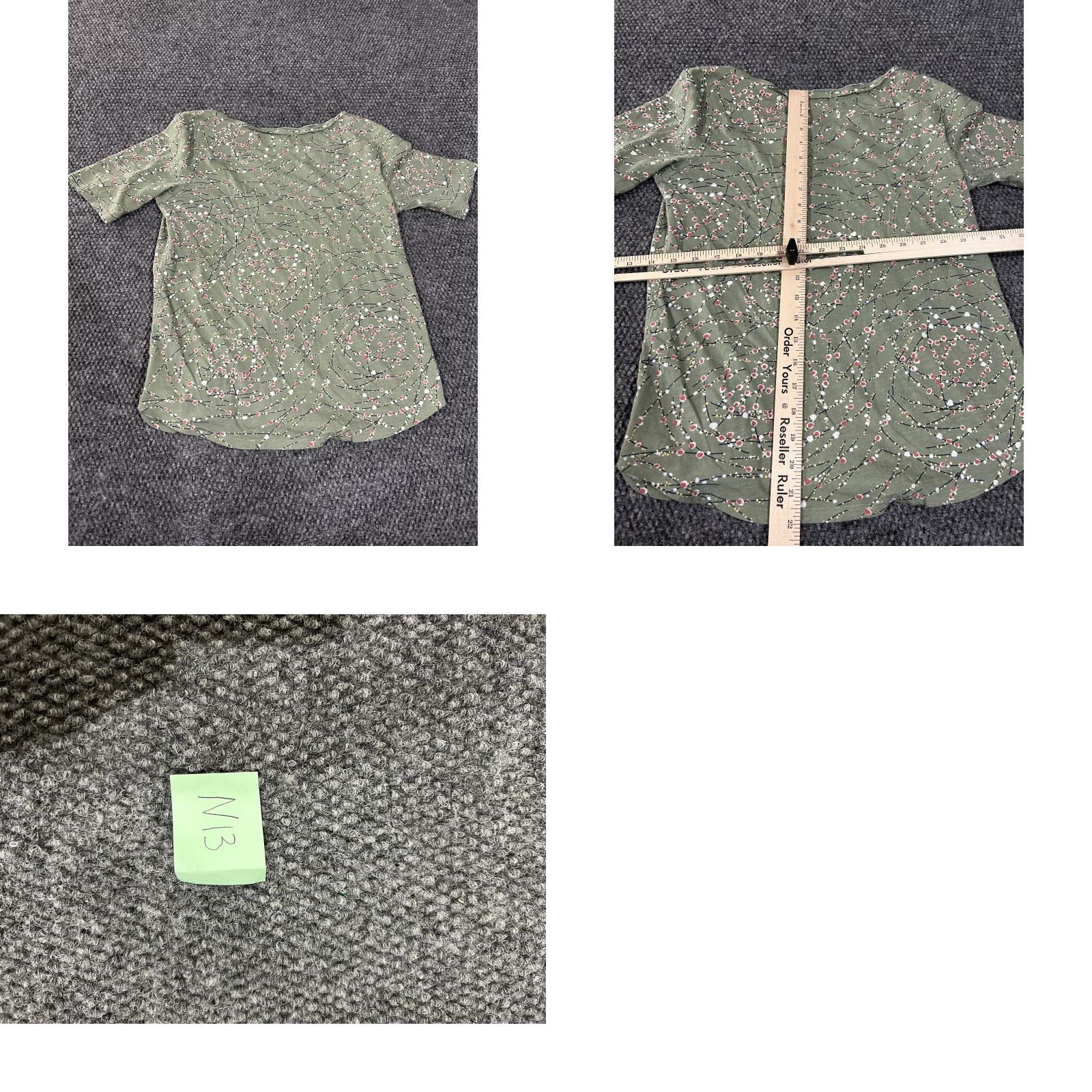 Loft LOFT Short Sleeve Top Womens XS Green Floral Casual Lightweight Blouse 100% Cotton Ruffle Regular Fit Round Neck Size XS / US 0-2 / IT 36-38 - 8 Thumbnail