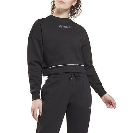 Reebok Reebok Women’s Piped Trim Cropped Sweatshirt, L, Black Size L / US 10 / IT 46 - 1 Thumbnail
