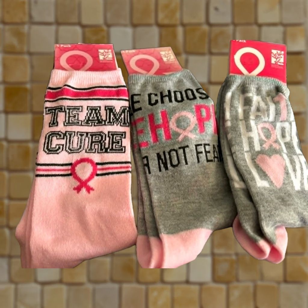 Pinko Womens Crew Socks 3 Pairs Pink Ribbon Breast Cancer Awareness Multicolor 10-13 Size ONE SIZE - 1 Preview