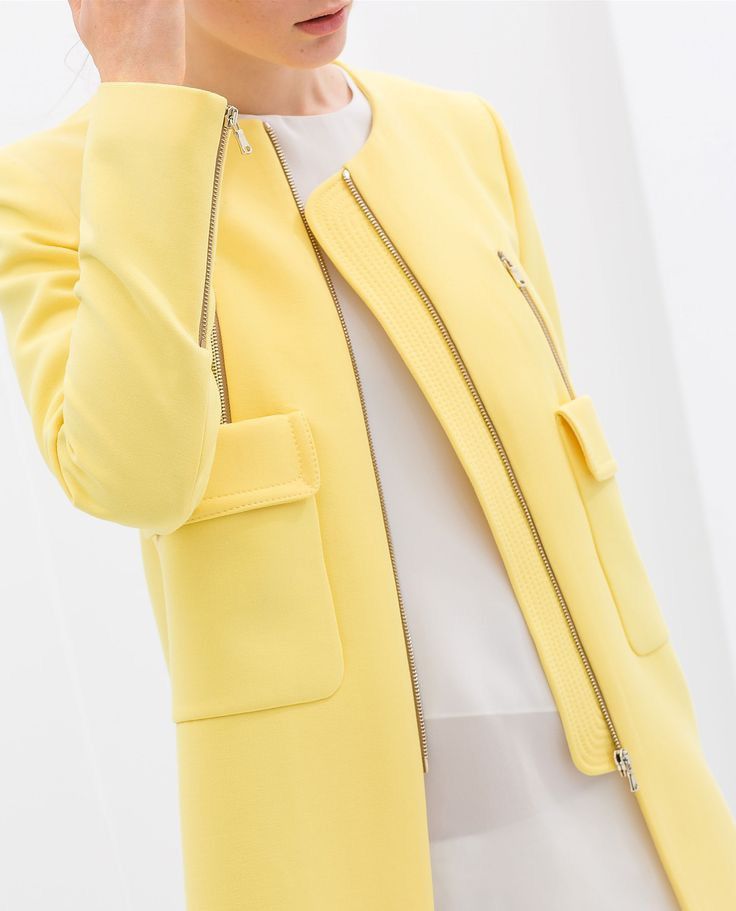 Zara Zara Yellow Coat W/ Zipper Pockets Size Small Size S / US 4 / IT 40 - 1 Thumbnail