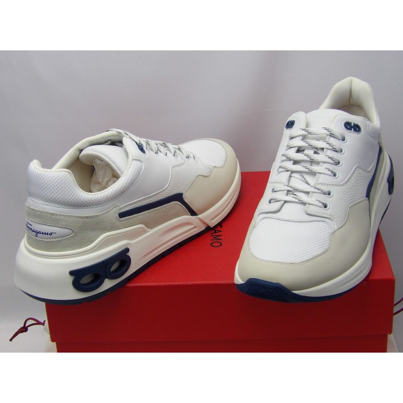Salvatore Ferragamo FERRAGAMO COSMA LOW WHITE EATHER GANCINI LOGO SNEAKERS 11 Size US 12 / EU 45 - 11 Thumbnail