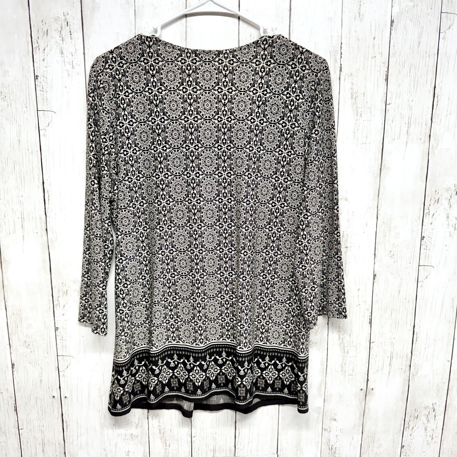 Other Christopher & Banks Top XL Brown Floral 3/4 Sleeve Boat Neck Size XL / US 12-14 / IT 48-50 - 3 Thumbnail