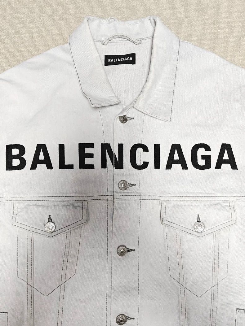Balenciaga Balenciaga vintage embroidered logo lime white denim jacket Size US L / EU 52-54 / 3 - 3 Thumbnail