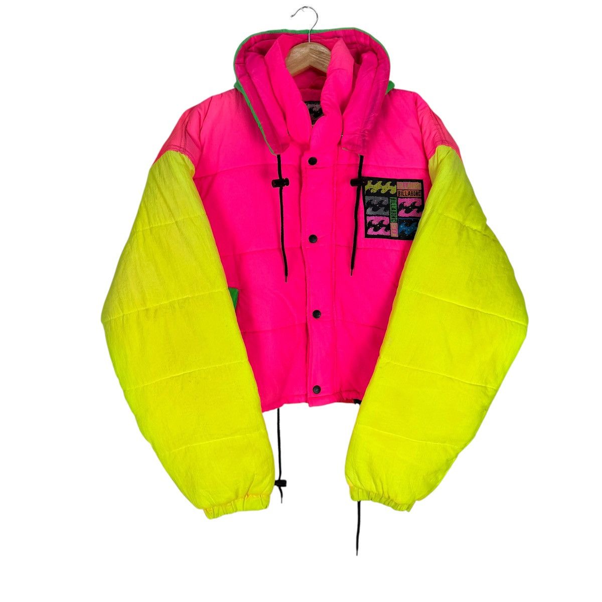 Billabong VINTAGE 90s BILLABONG NEON PUFFER CROPPED JACKET Size US M / EU 48-50 / 2 - 2 Thumbnail