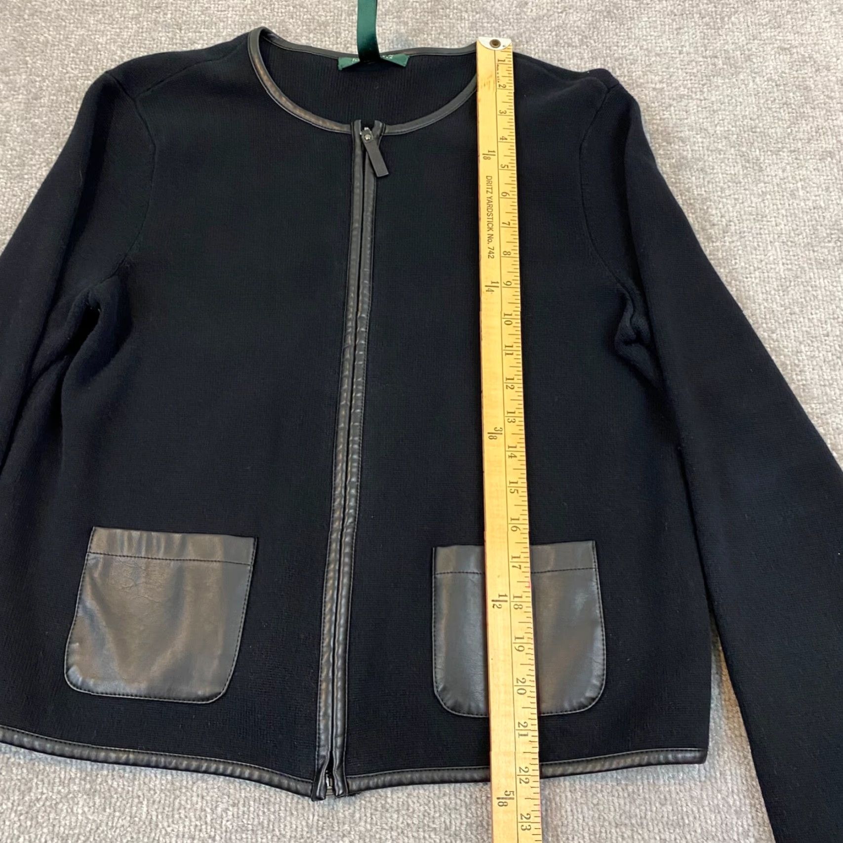 Ralph Lauren Lauren Ralph Lauren Top Women Medium Black Viscose Blend Full Zip Sweater Jacket Size M / US 6-8 / IT 42-44 - 3 Thumbnail