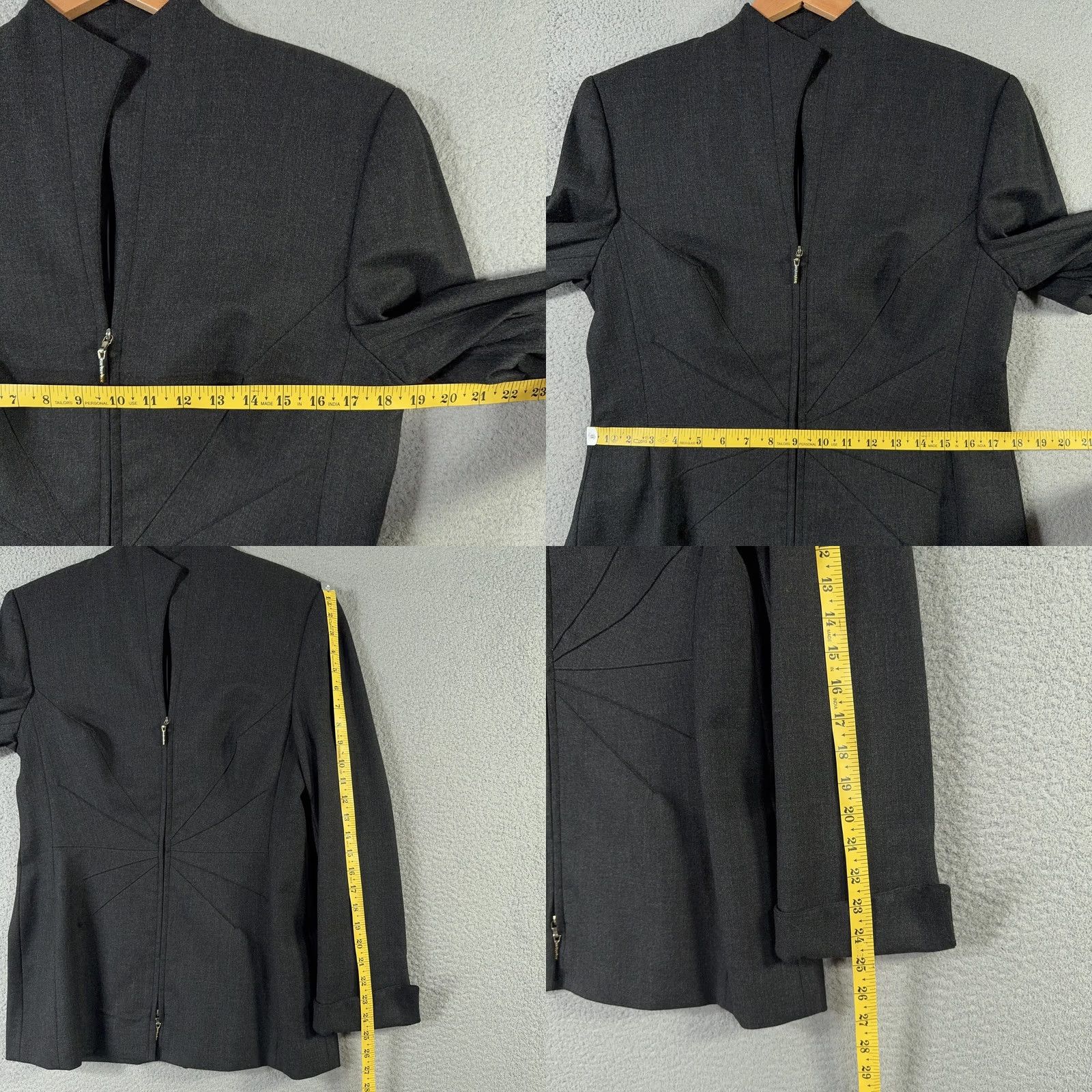 Escada VINTAGE Escada Blazer Womens 10 Wool Structured Jacket Two Way Zip Long Sleeve Modern Size L / US 10 / IT 46 - 9 Thumbnail