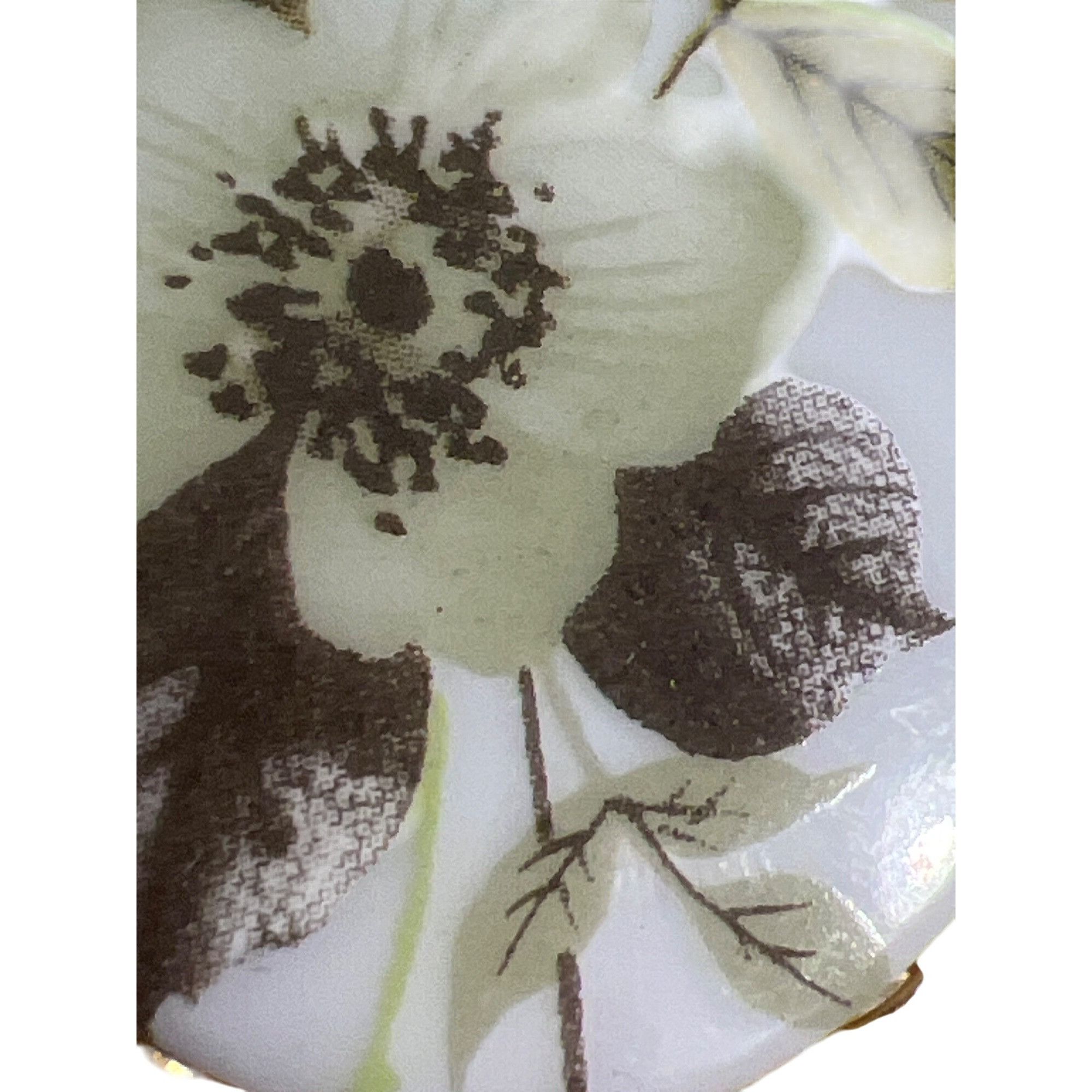Other Vintage Ceramic Transferware Brooch Pin Green Black Flower O Size ONE SIZE - 2 Thumbnail