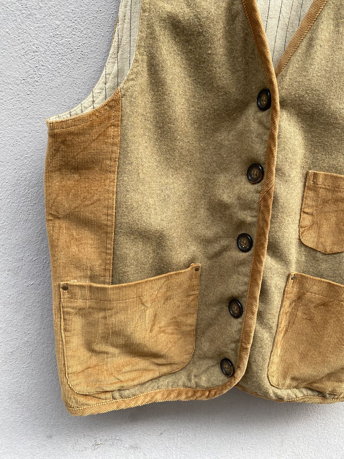 If Six Was Nine × Japanese Brand Japanese Designer “Niko and…” Patchwork Wool + Corduroy Vest Size US S / EU 44-46 / 1 - 6 Thumbnail