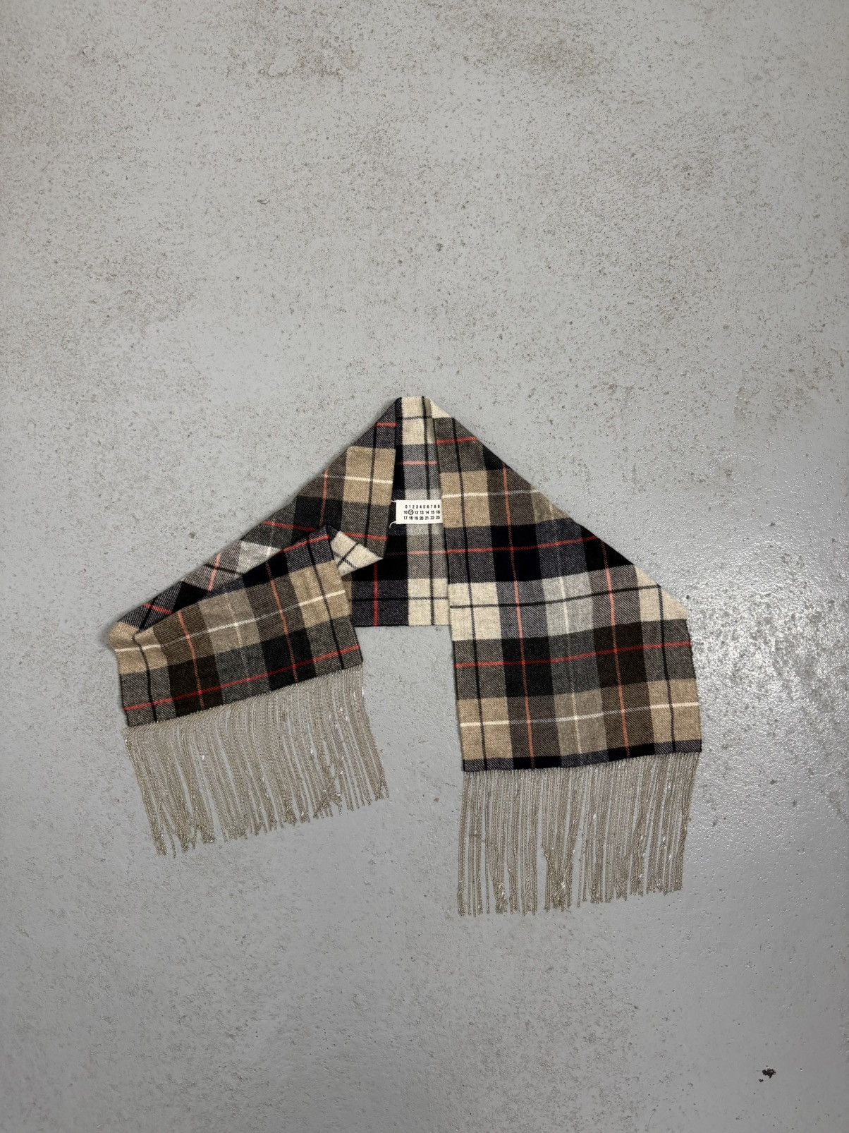 Maison Margiela Maison Margiela Metal Chain Fringe Checkered Scarf Size ONE SIZE - 1 Thumbnail