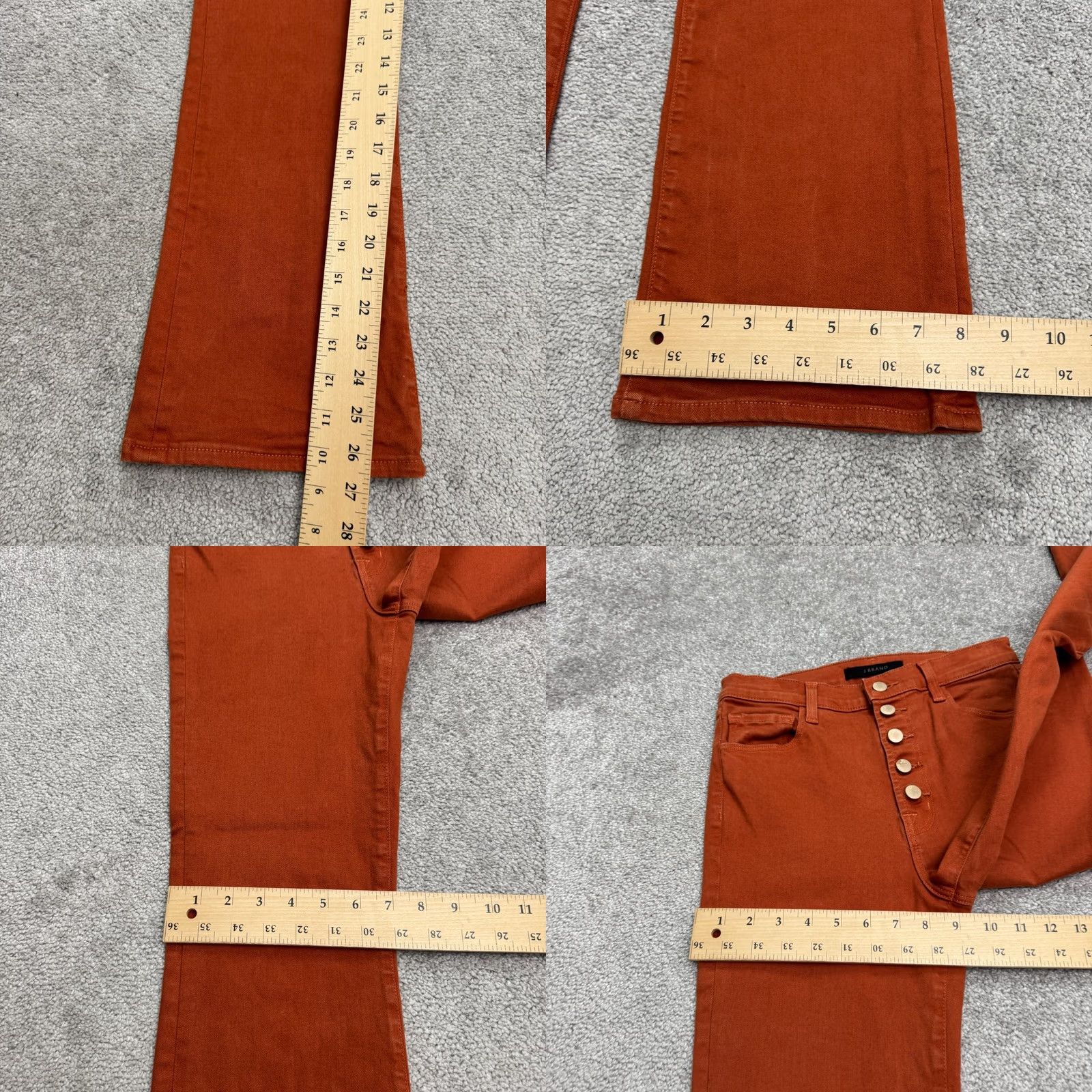 J Brand J Brand Lillie High Rise Flared Denim Jeans Womens 27 Rust Orange Button Fly Size 27" / US 4 / IT 40 - 9 Thumbnail