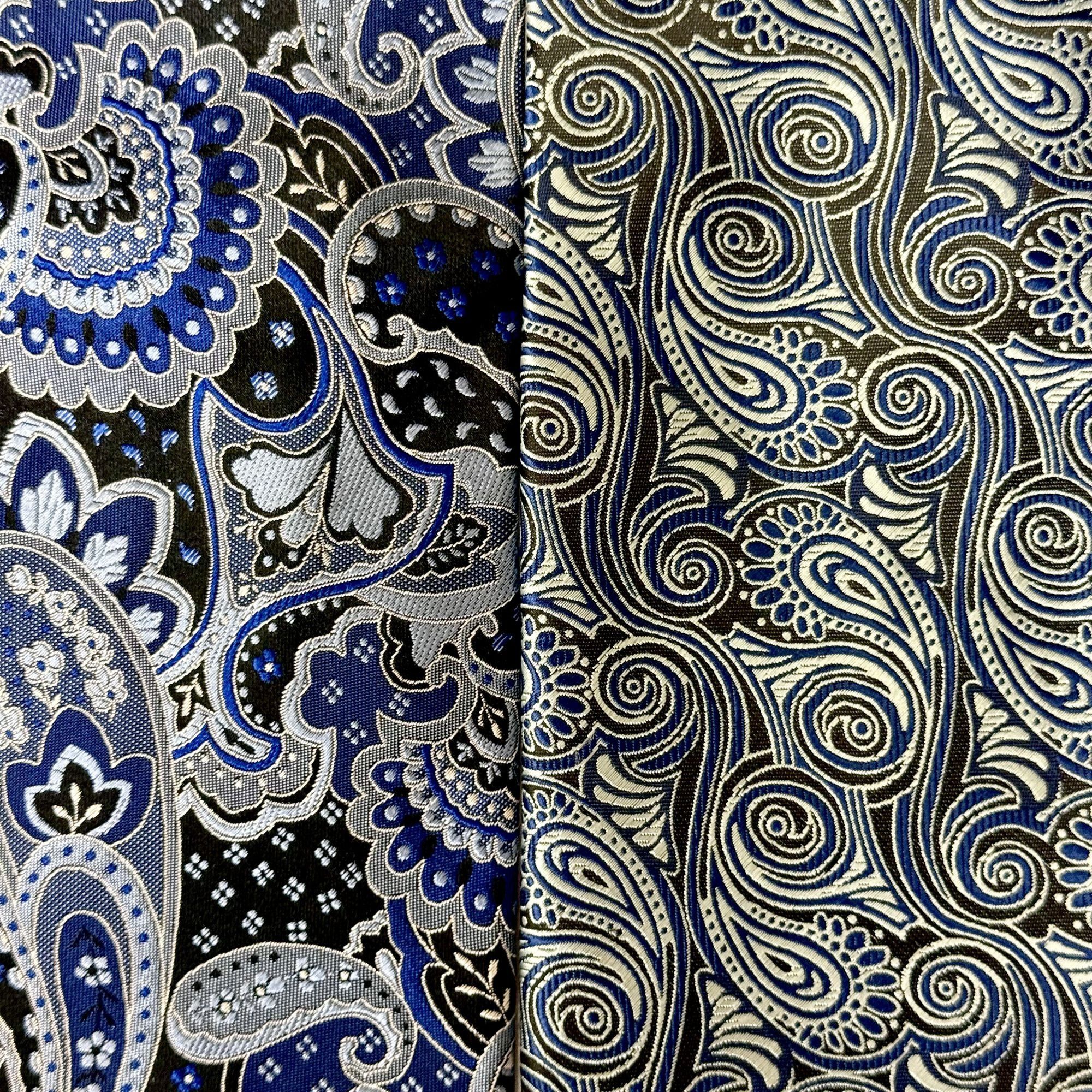 Stafford 4 pc Designer Woven Silk Blue GEOMETRIC Paisley Necktie Lot Size ONE SIZE - 3 Thumbnail