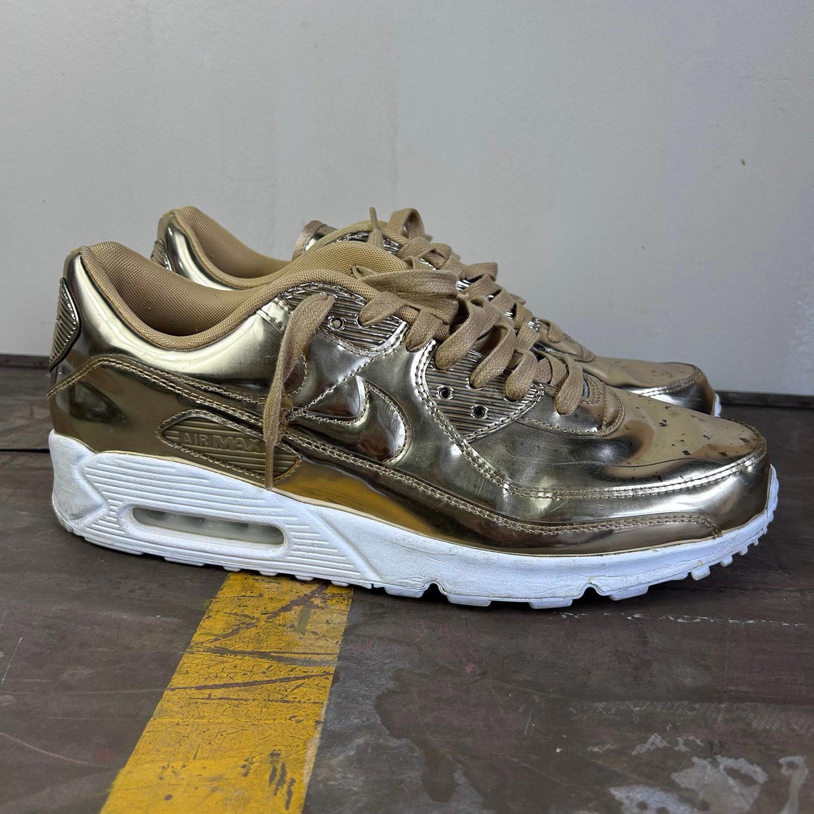Nike Nike Air Max 90 PRM Metallic Gold Chrome Finish Retro Air Size US 13 / EU 46 - 1 Thumbnail